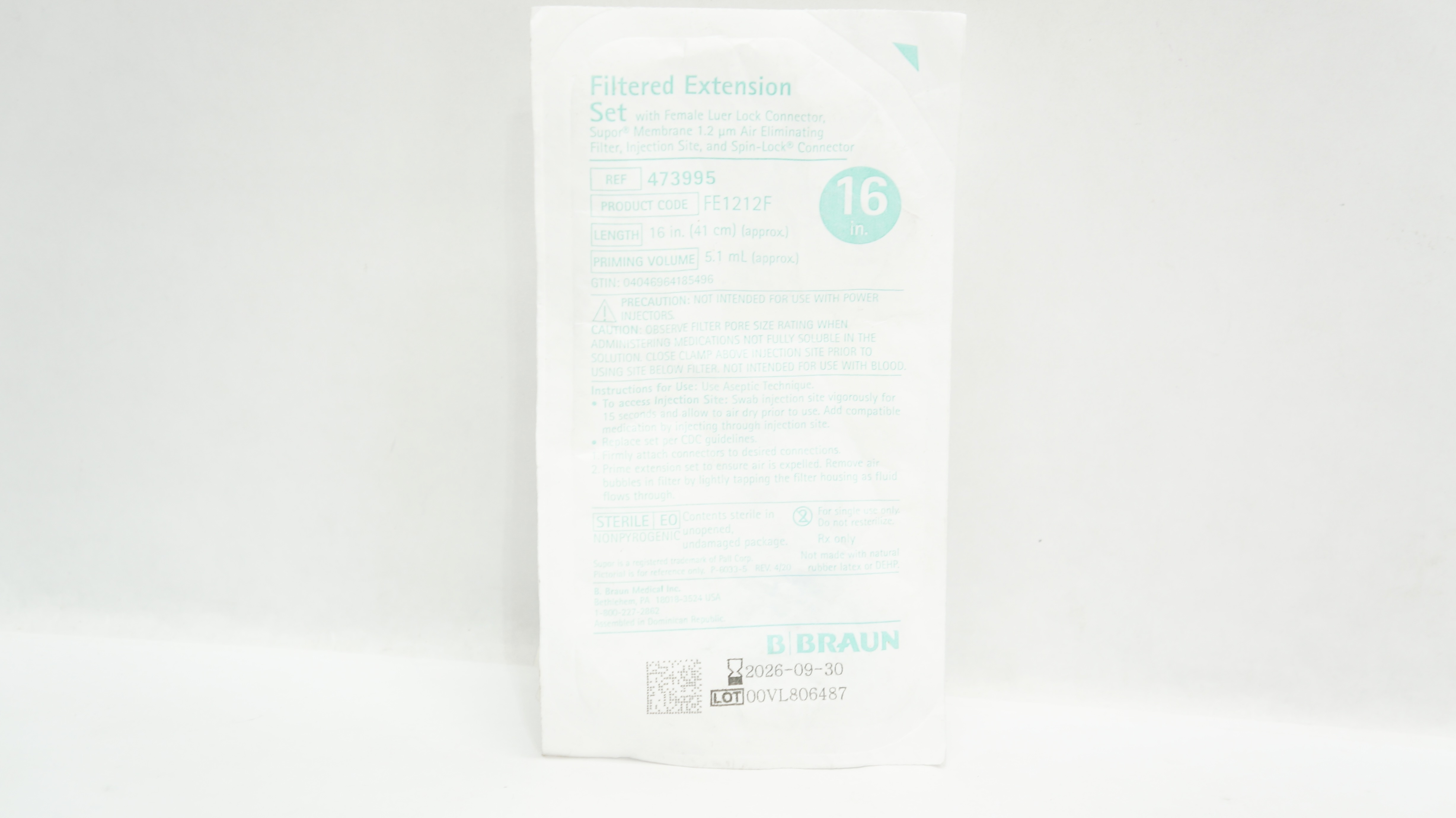 Braun 473995 Filtered Extension Set w/Connector 16inch x 5.1mL (Approx.)