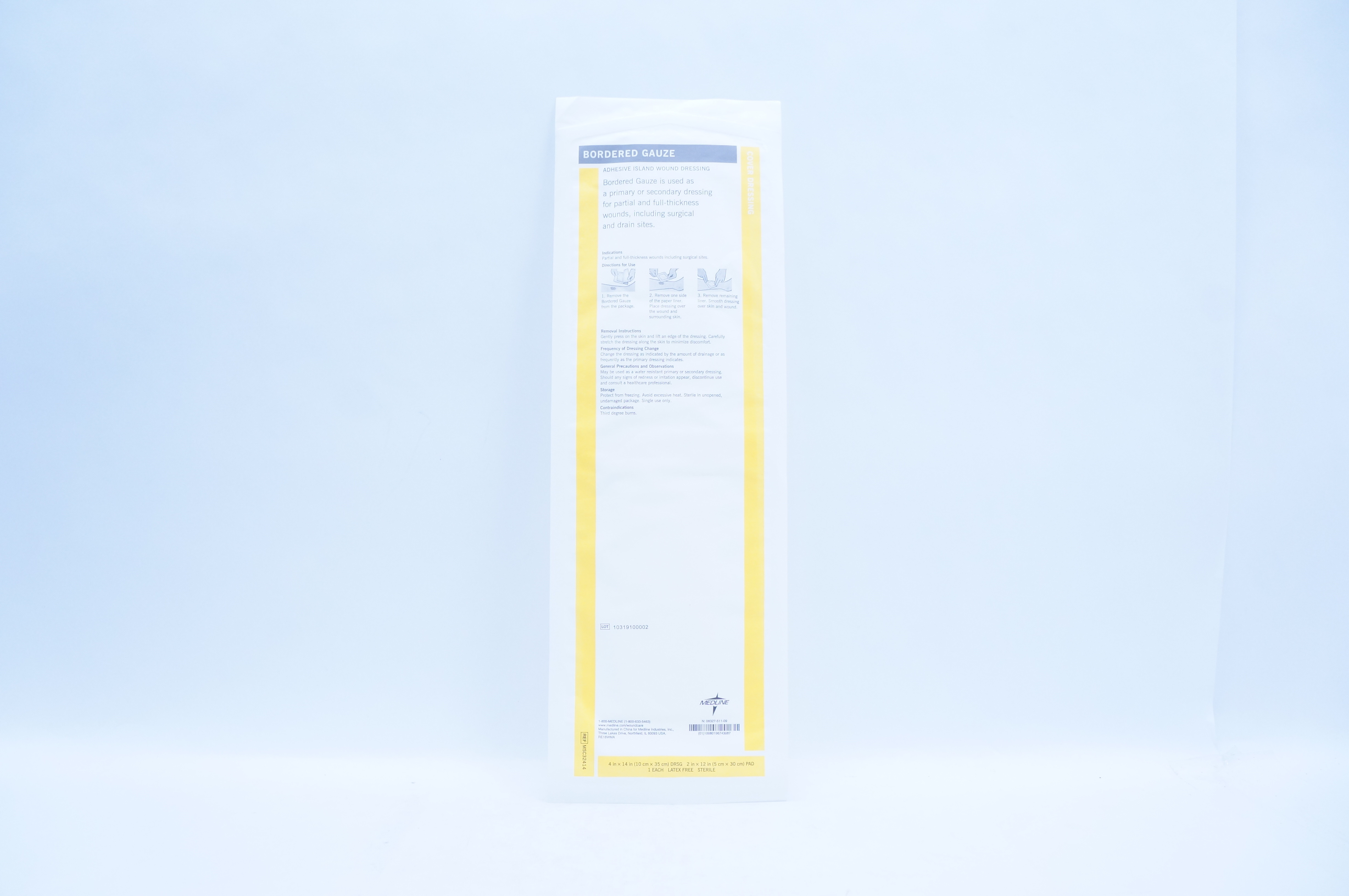 Medline MSC32414 Bordered Gauze Adhesive Island Wound Dressing 4inch x 14inch