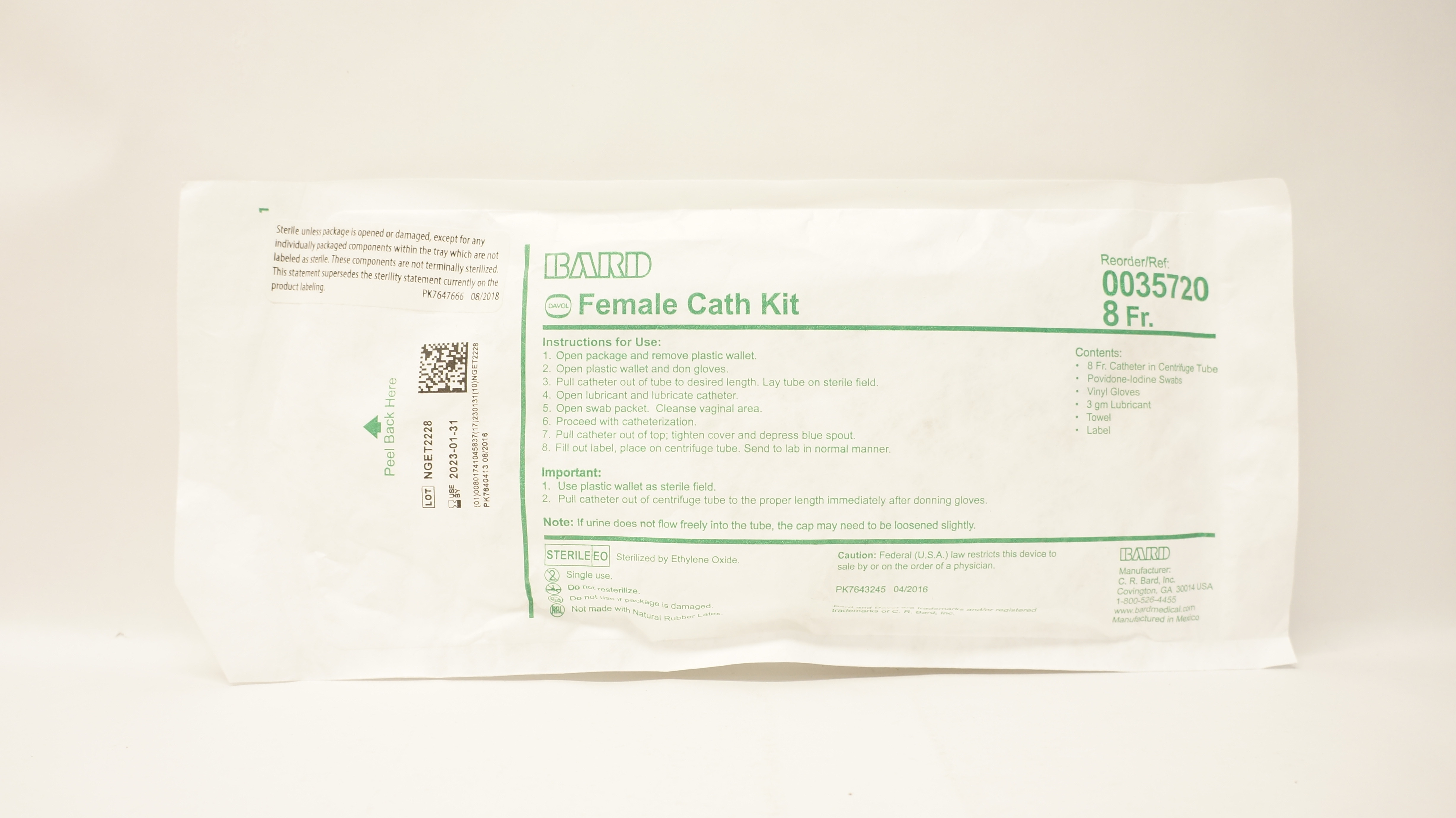 Bard 0035720 Female Cath. Kit 8Fr. (x)