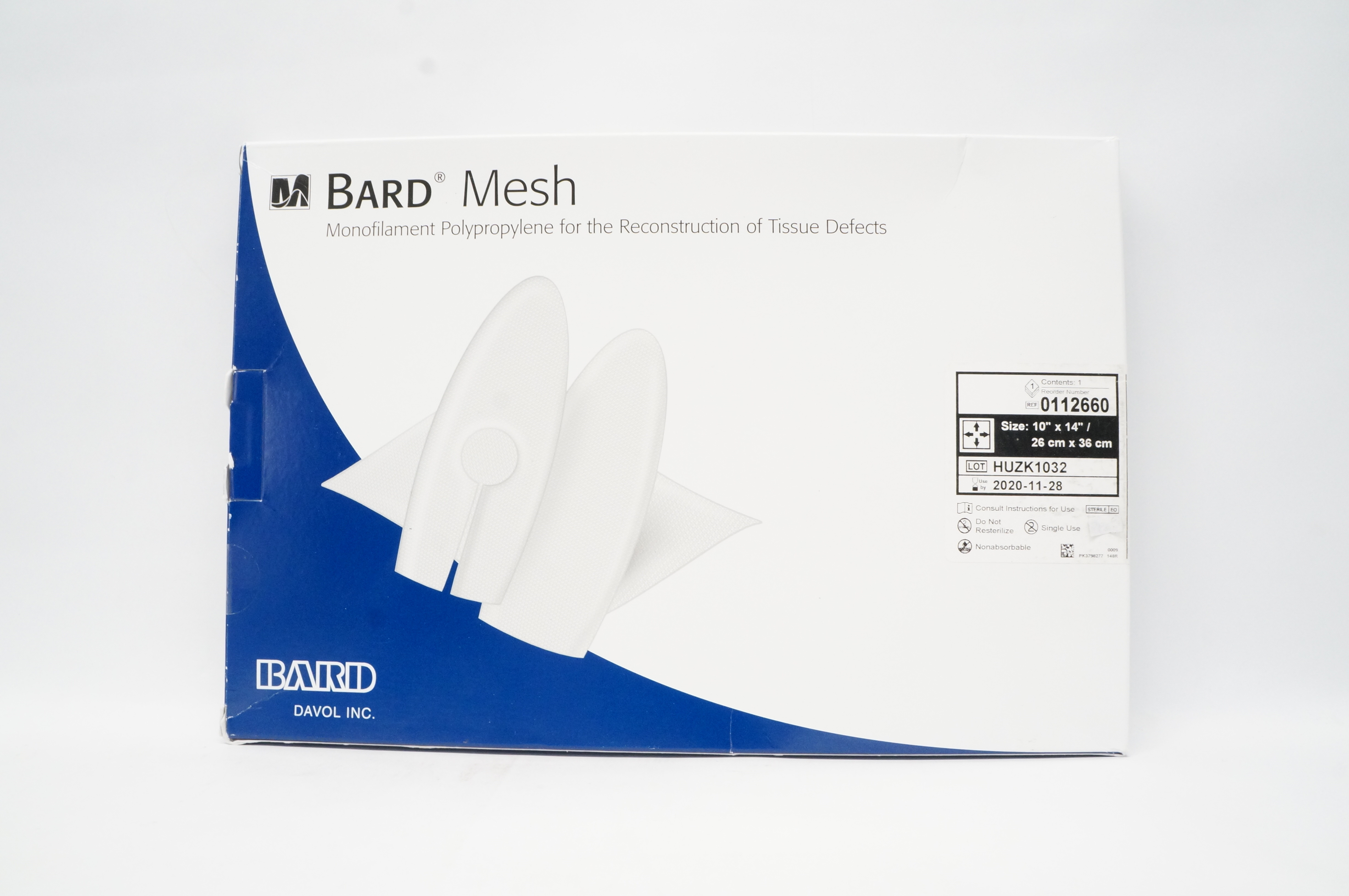 Bard 0112660 Mesh Monofilament Polypropylene Size 10 x 14 inch, 26 x 36cm (x)