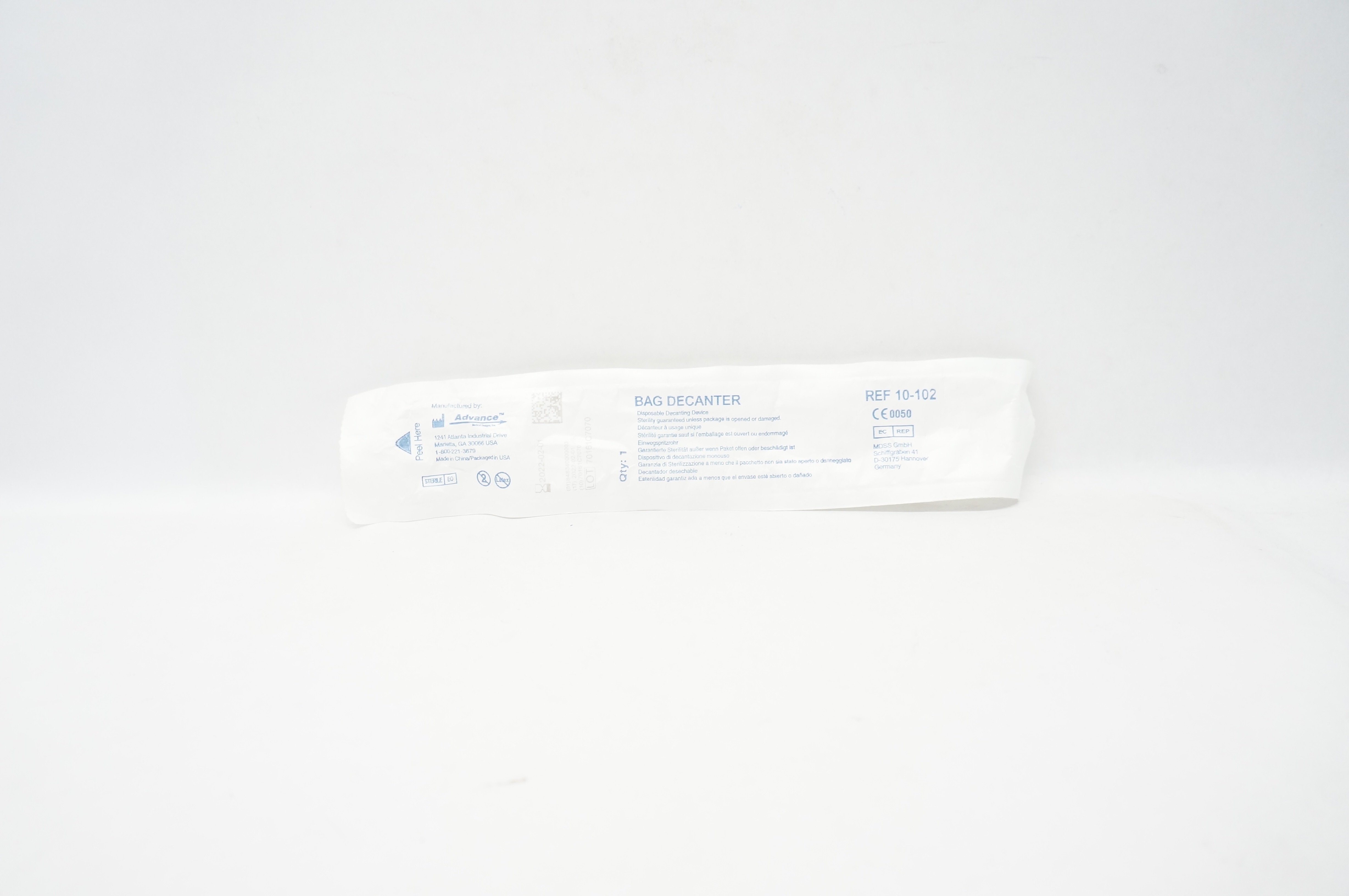 Advance 10-102 Bag Decanter Disposable Decanting Device