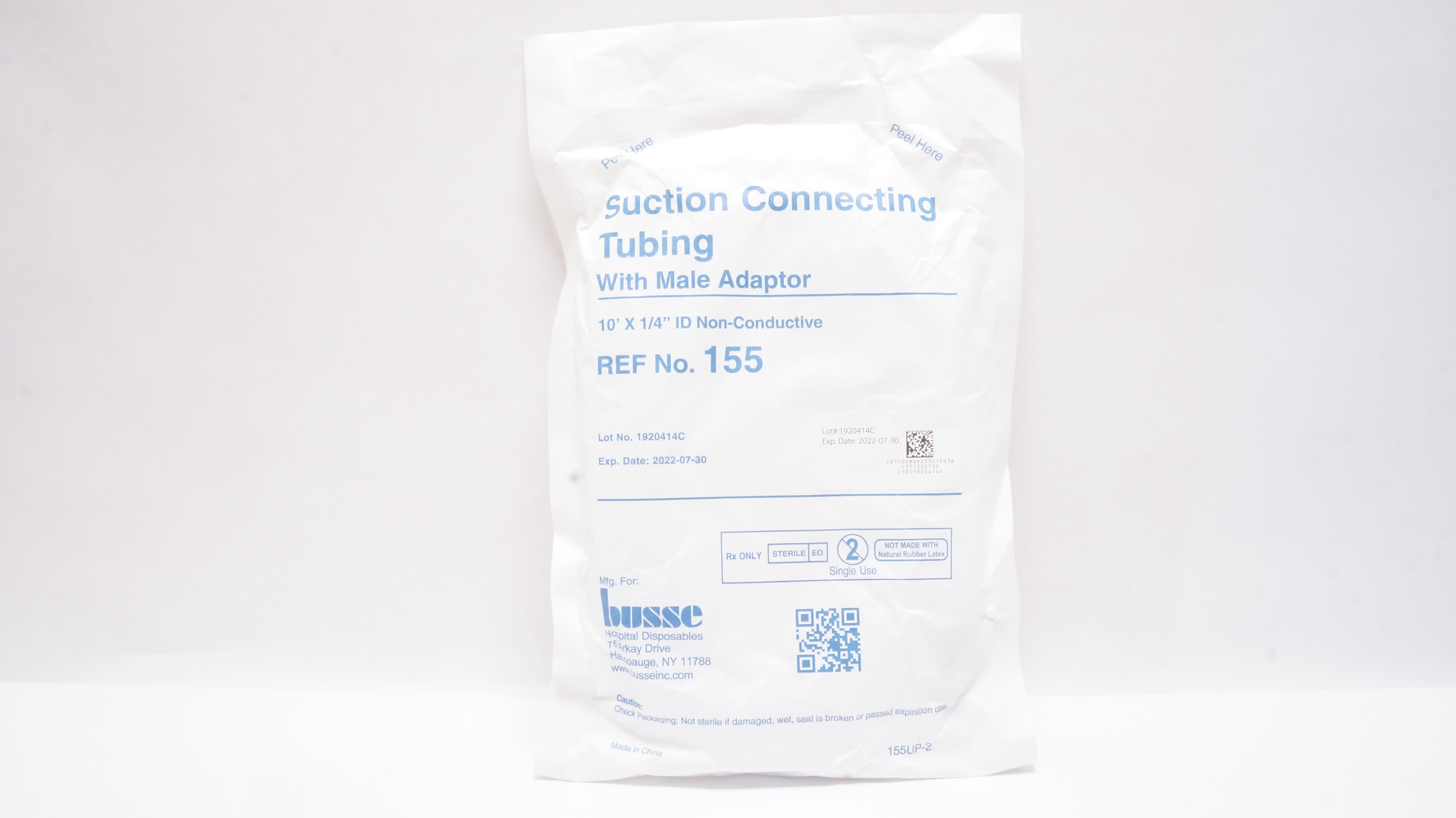 Busse 155 Suction Connecting Tubing W/Male Adaptor 10F x 1/4inch ID (x)