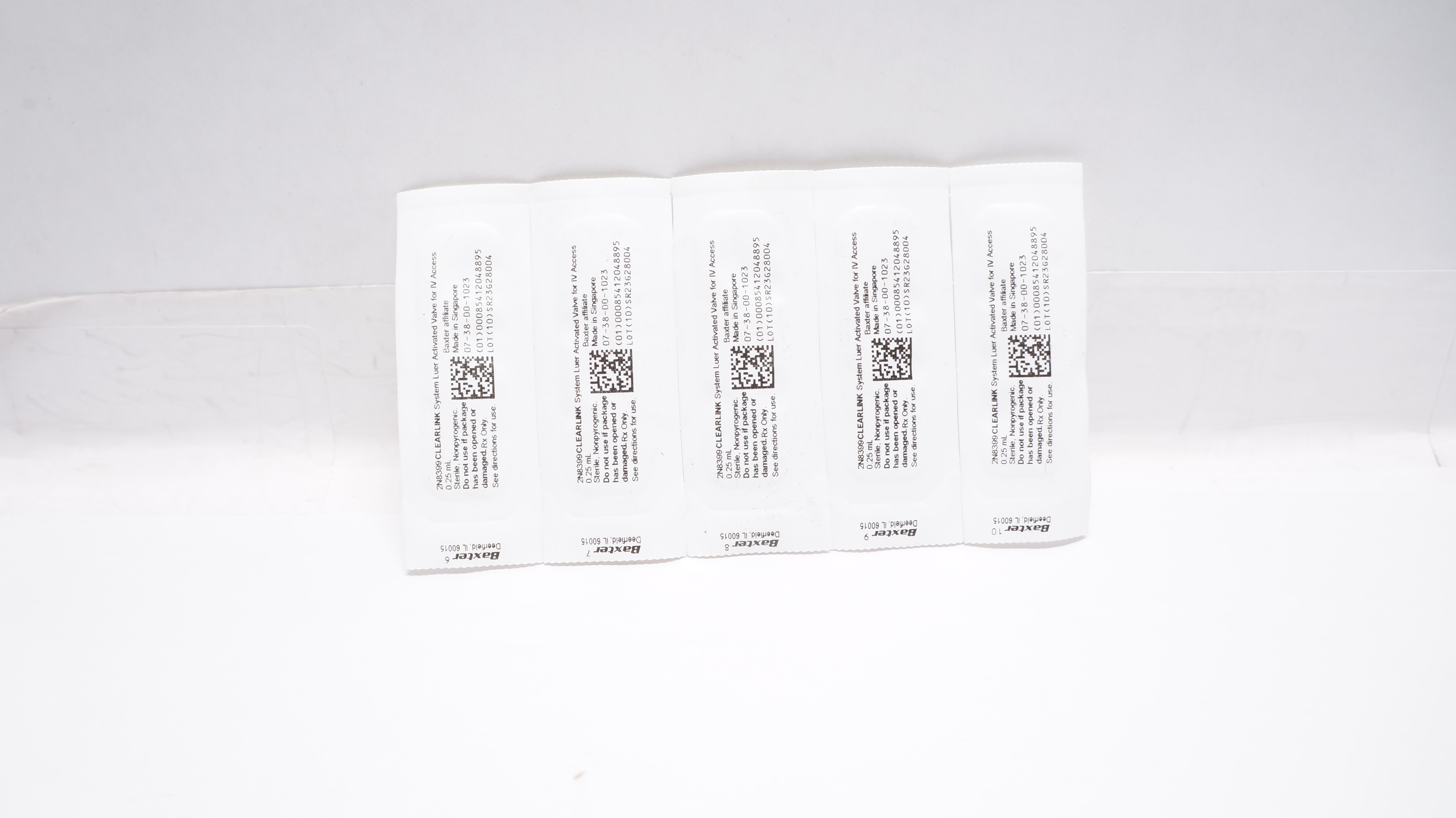 Baxter 2N8399 Clearlink System 0.25mL Luer Activated Valve - Lot of 5