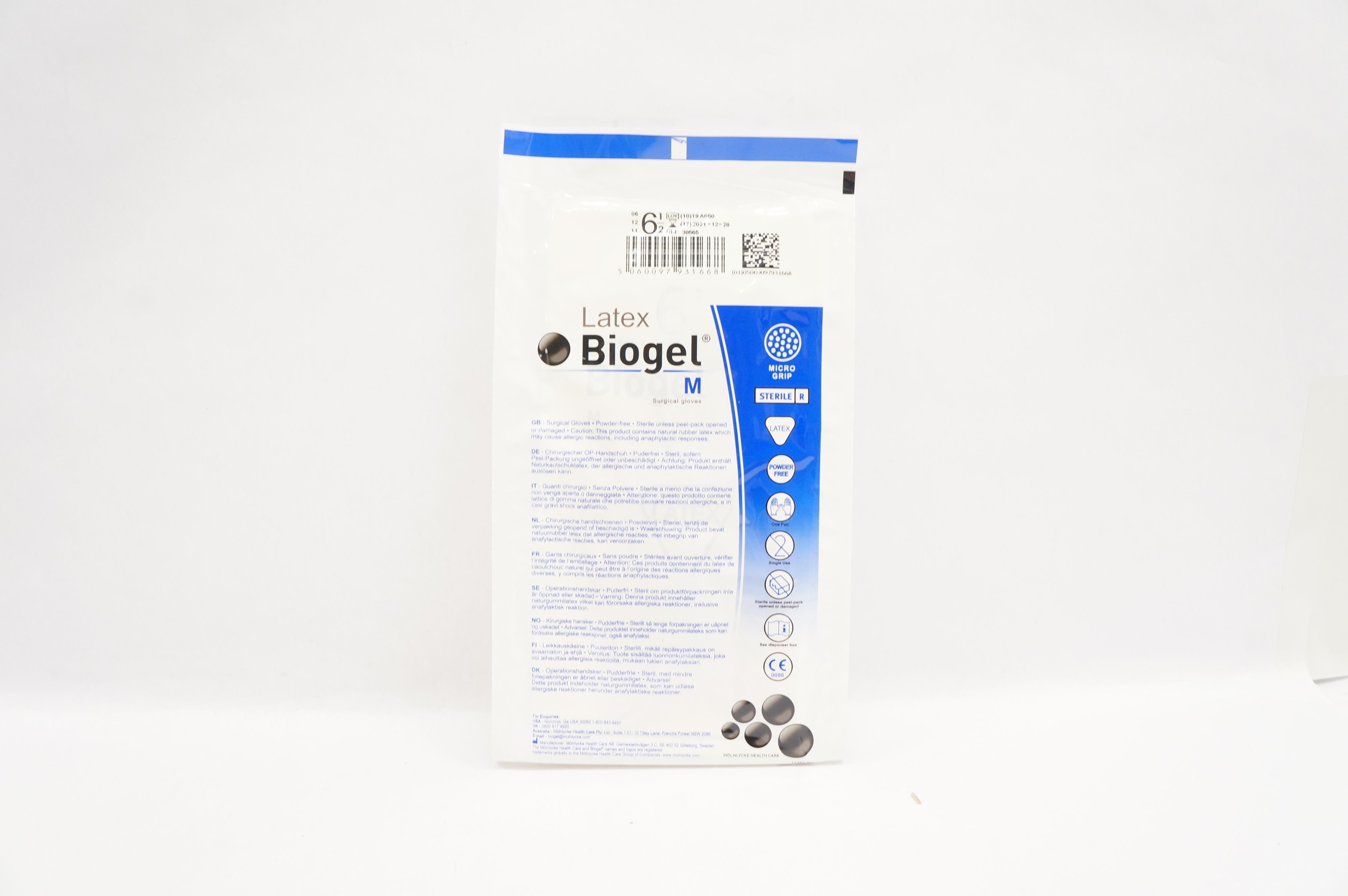 Molnlycke Healthcare 30565 Latex Biogel Surgical Gloves M Size 6-1/2 (x)