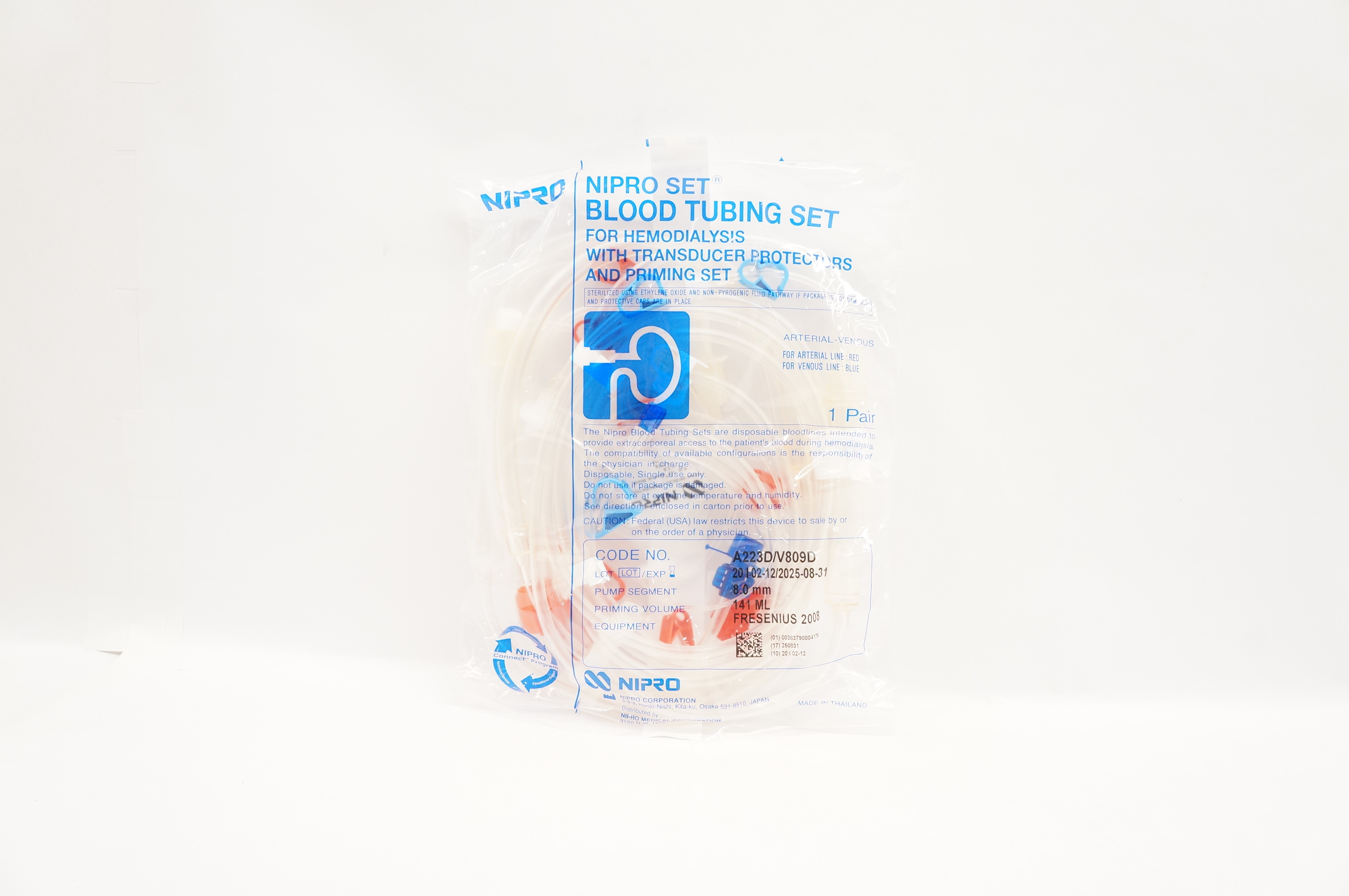 Nipro A223D/V809D Blood Tubing Set For Hemodialysis 8.0mm x 141ml