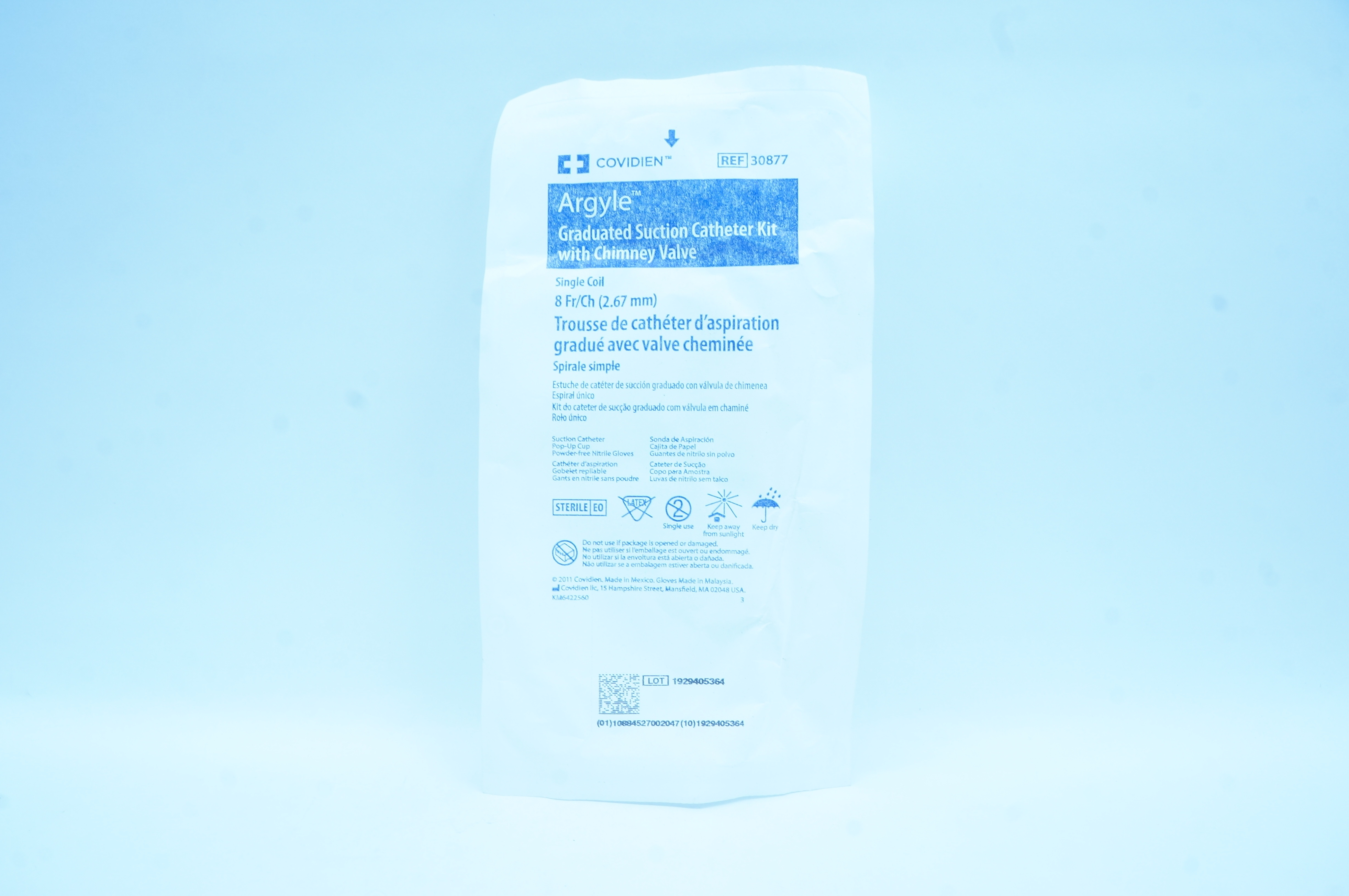 Covidien 30877 Argyle Graduated Suction Cath. Kit With Chimney Valve 8Fr/Ch