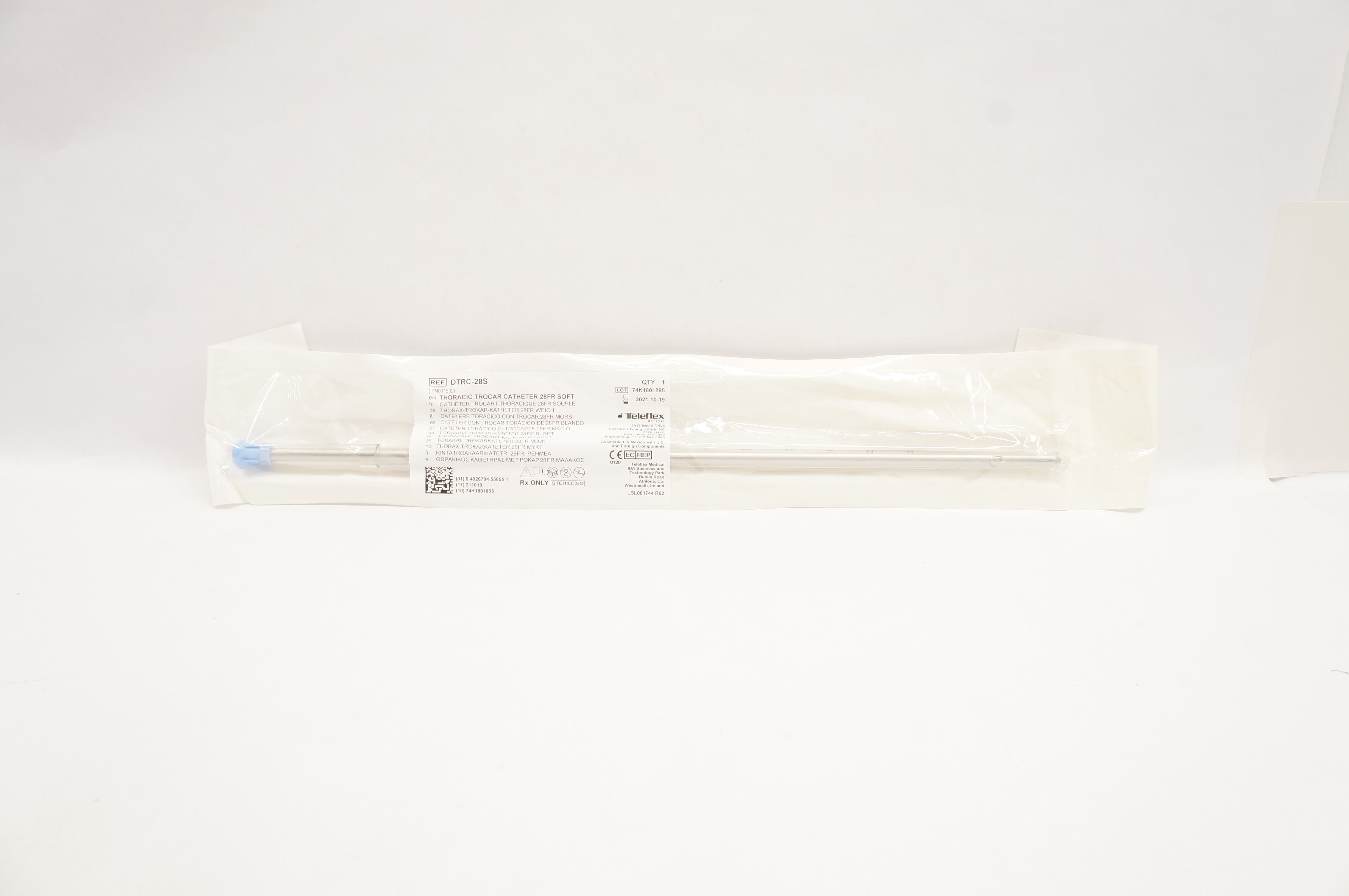 Teleflex DTRC-28S Thoracic Trocar Cath. Soft, 25Fr (x)