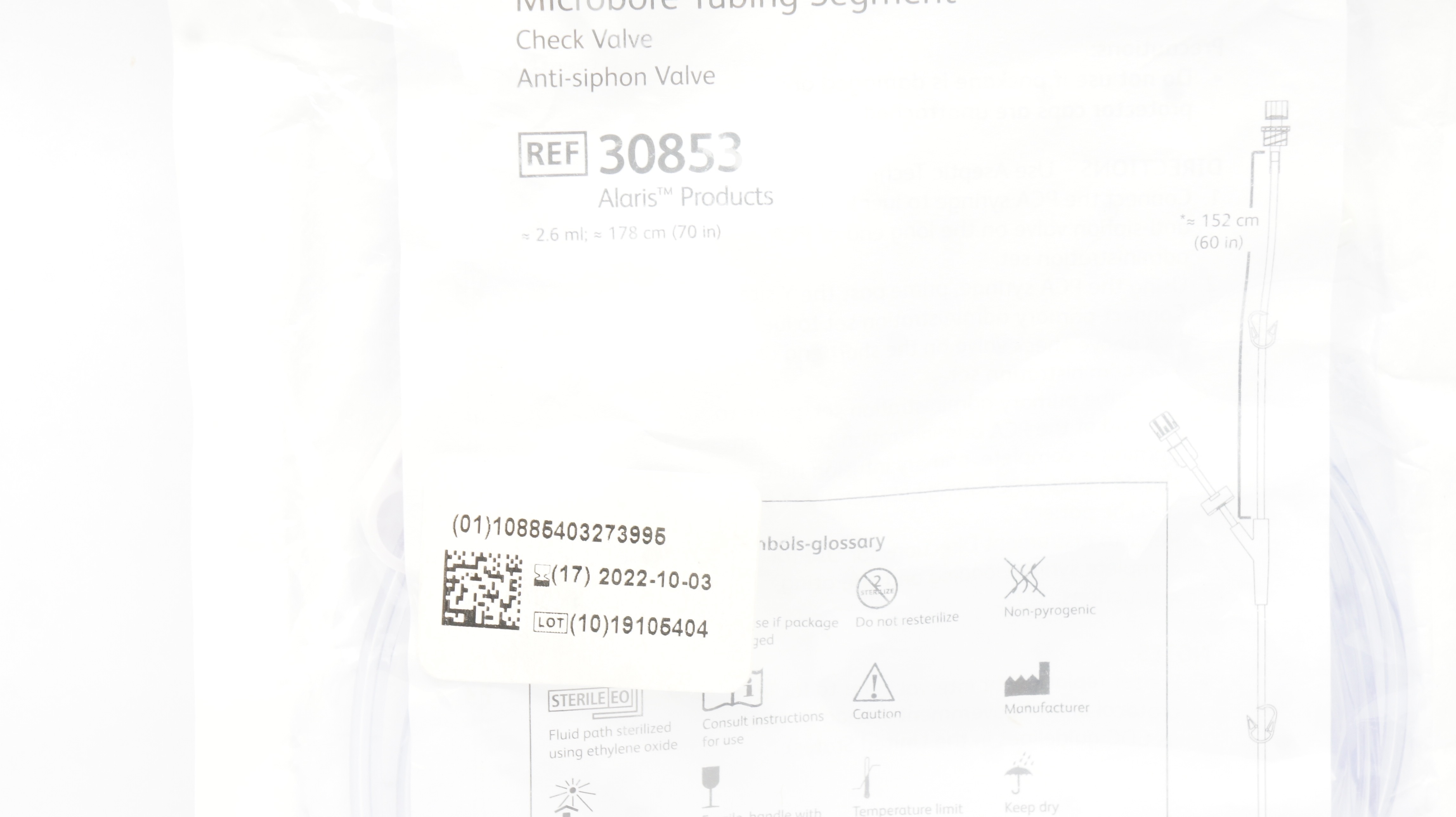 BD 30853 Alaris Products PCA Administration Set 2.6ml x 70inch x 60inch (x)