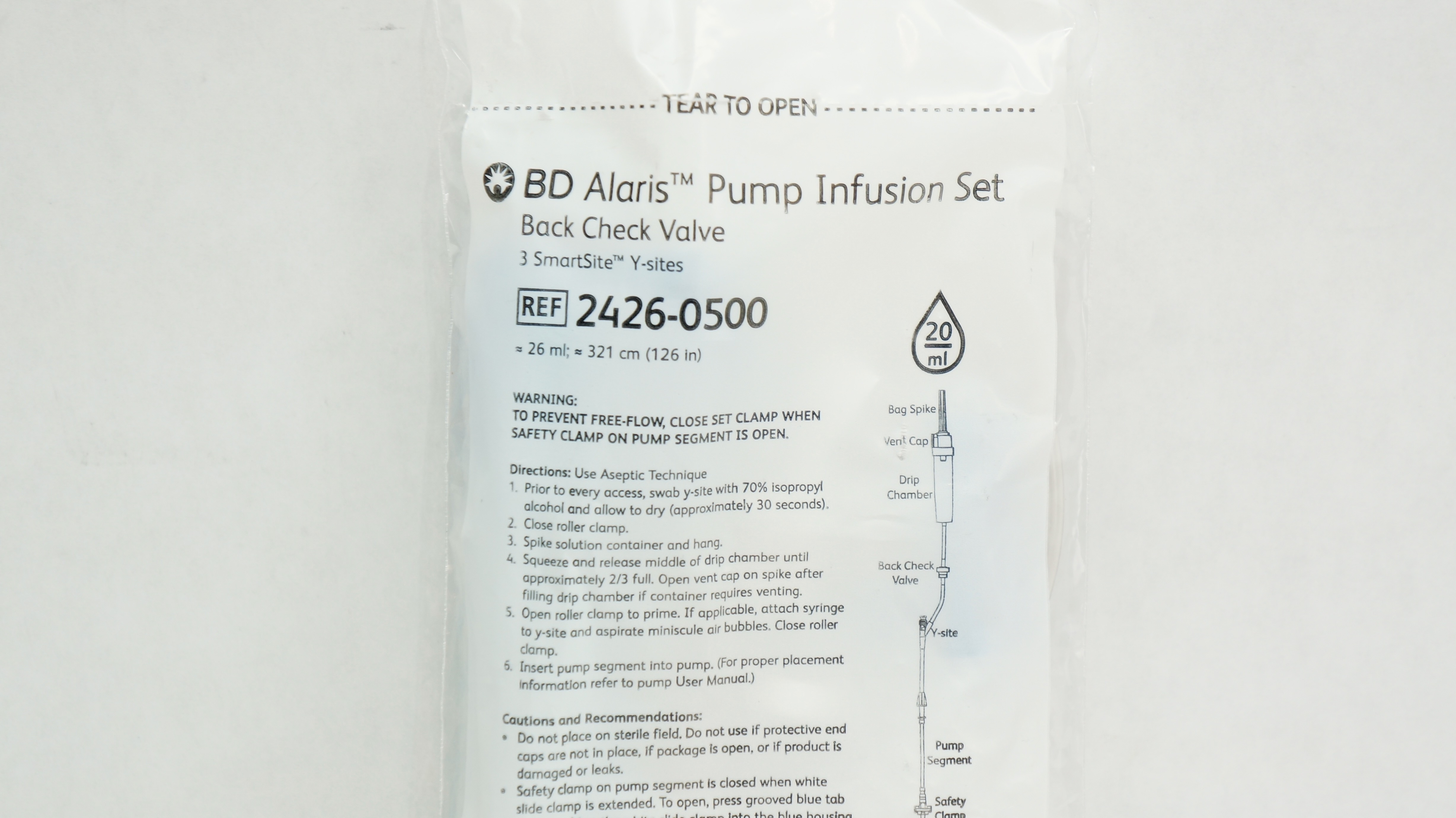 BD 24260500 Alaris Pump Infusion Set 26mL x 126inch Approx. 20Drops/mL
