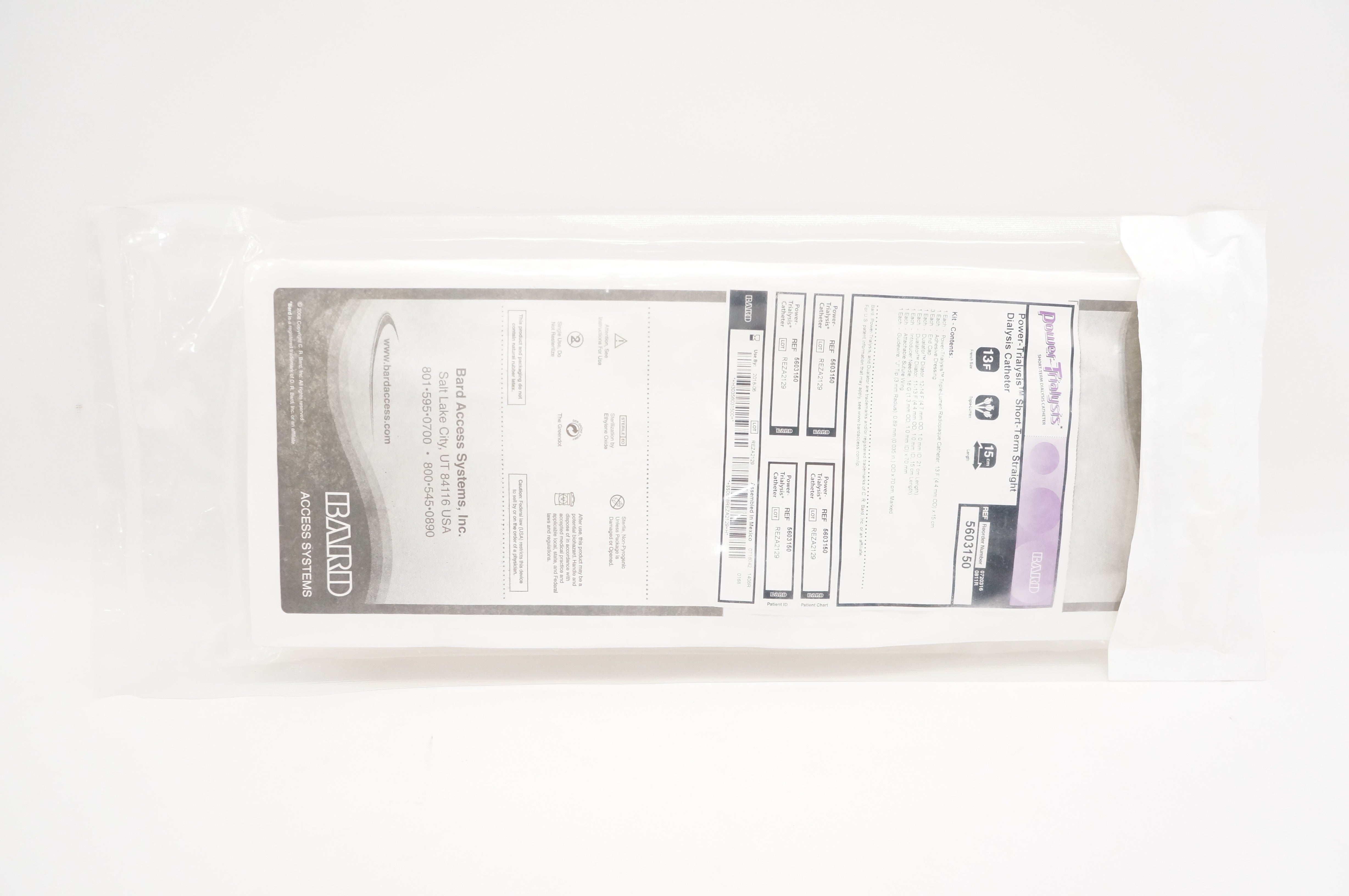 Bard 5603150 Power-Trialysis Short Term Straight Dialysis Cath. 13F x 15cm (x)