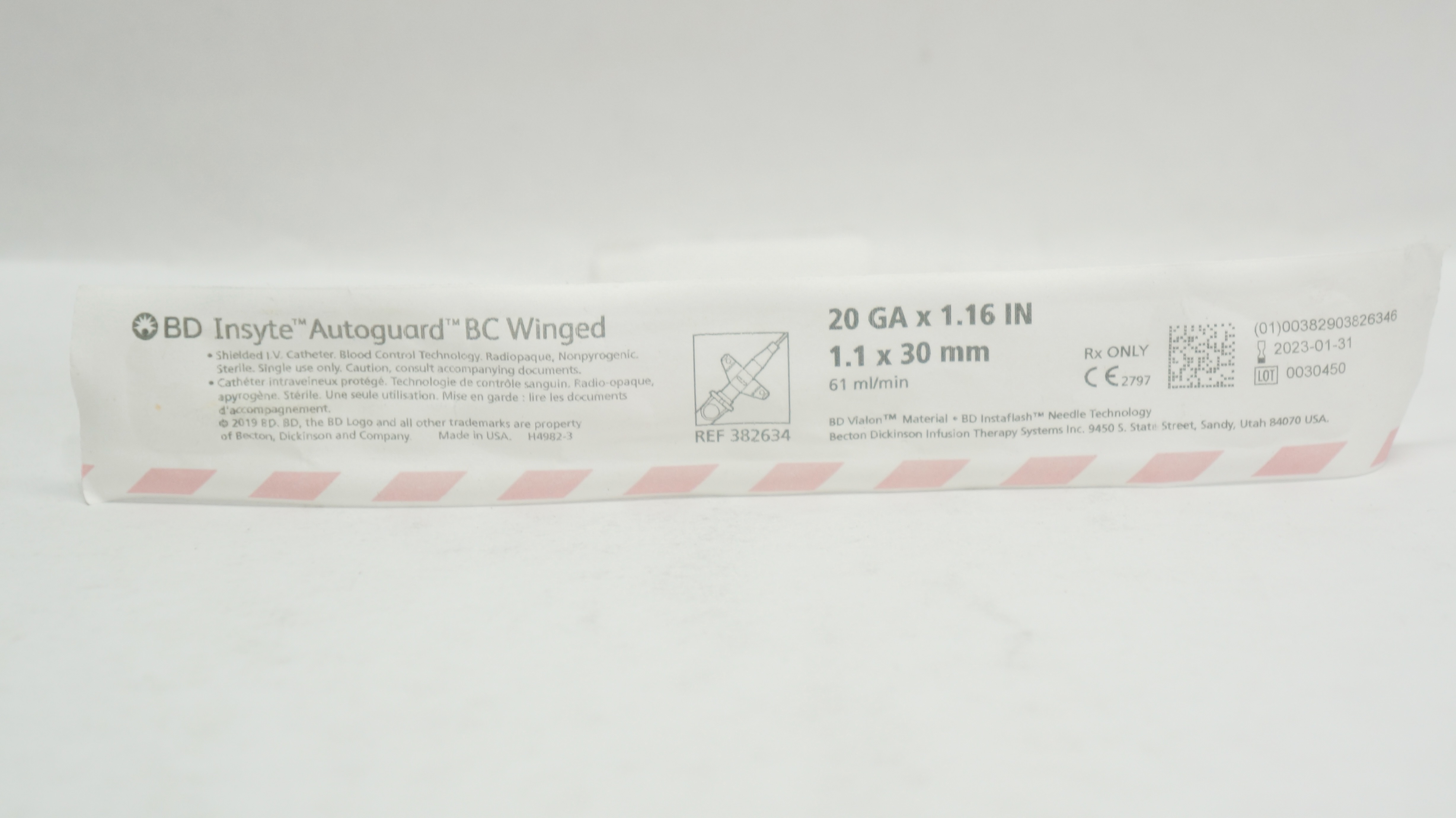 BD 382634 Autoguard BC Winged Shielded I.V. Cath. 20GA. x 1.16inch (x)