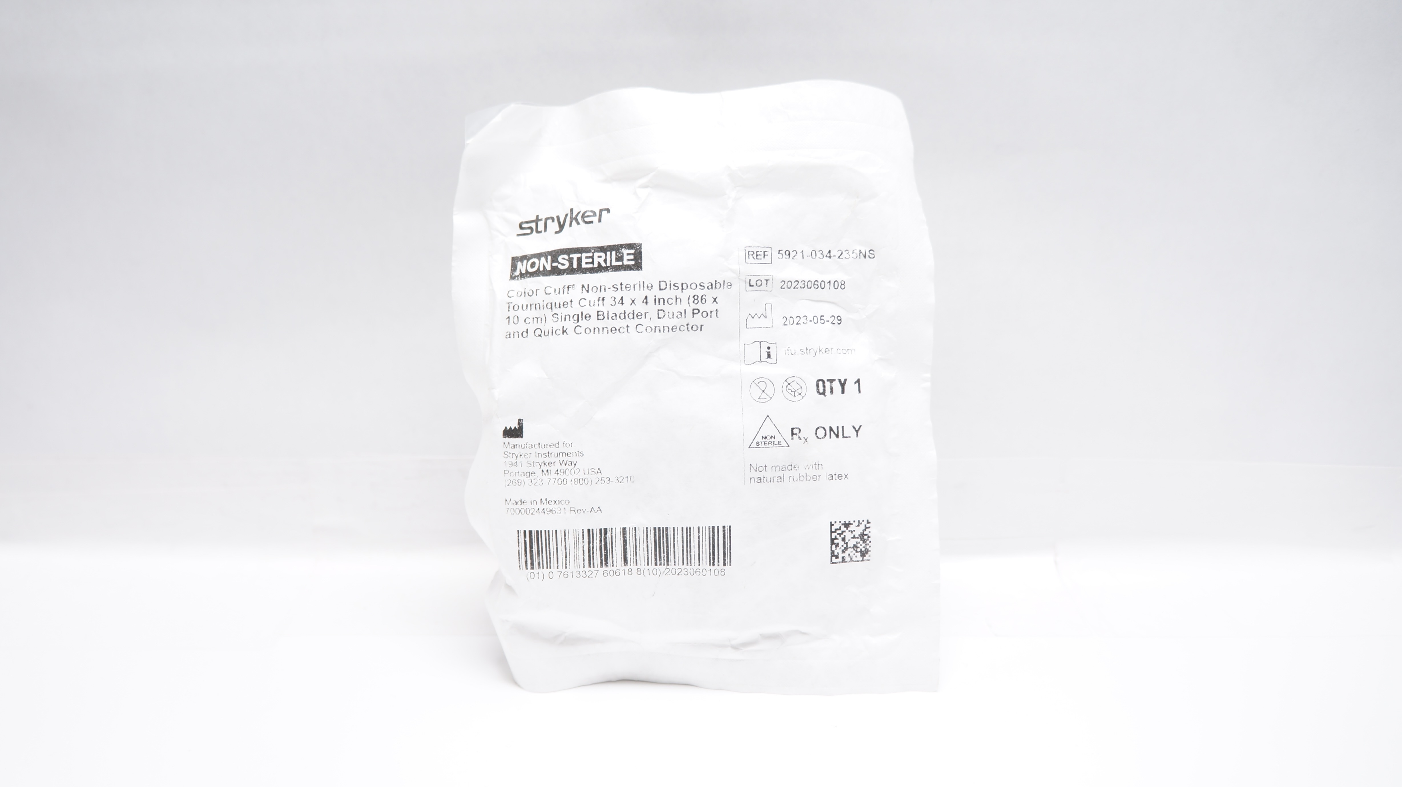 Stryker 5921034235NS Color Cuff Disposable Tourniquet Cuff 34 x 4inch
