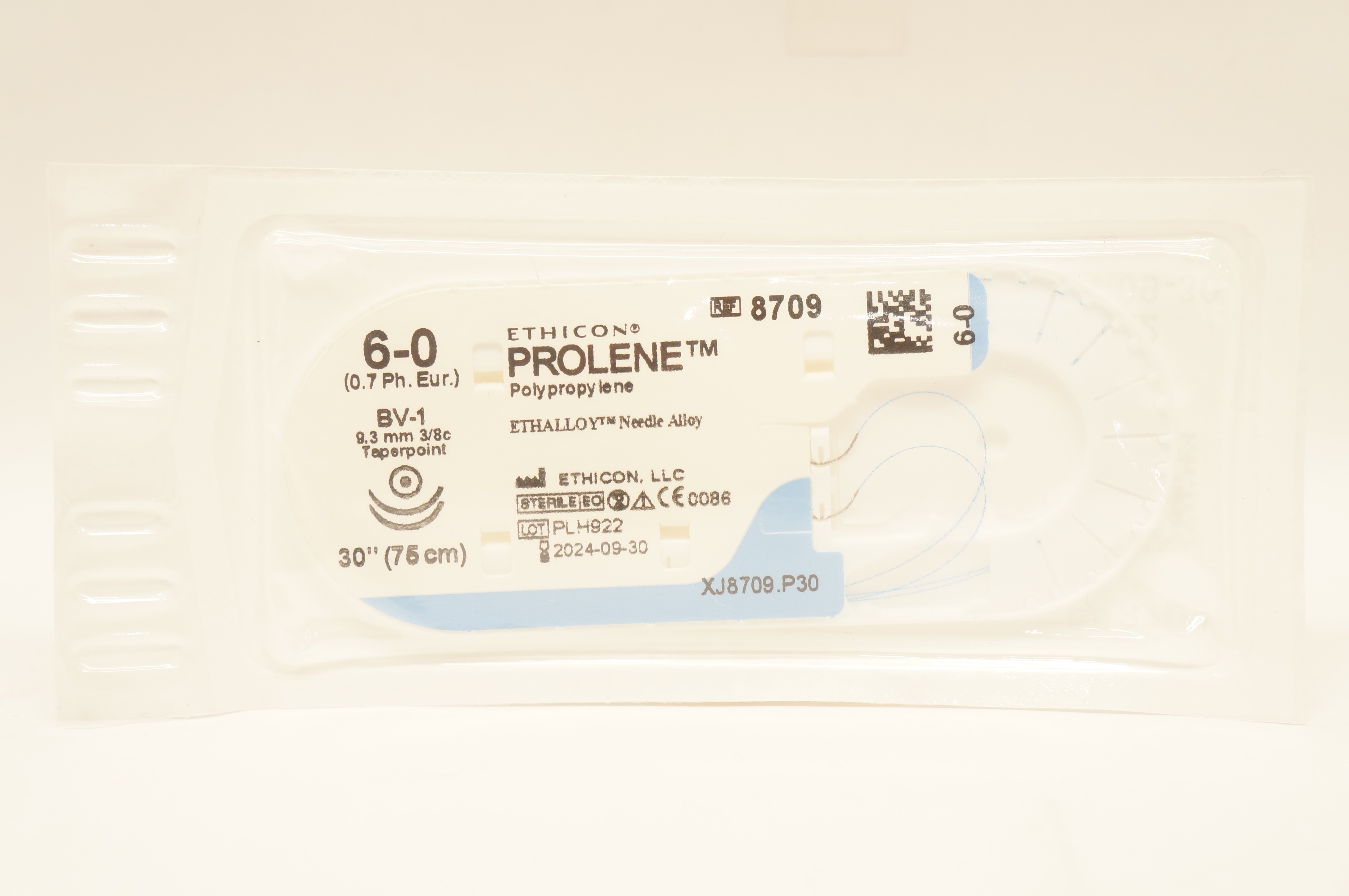 Ethicon 8709 6-0 Prolene BV-1 9.3mm 3/8c Taperpoint, 30inch
