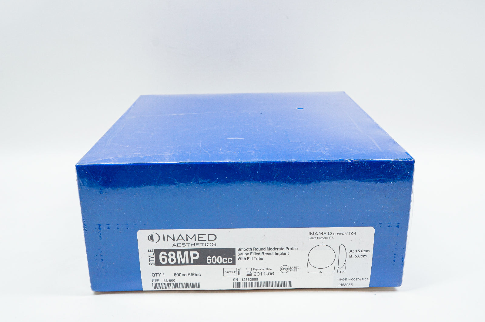 Inamed 68600 Smooth Round Moderate Profile Saline Filled 68MP, 600cc (x)