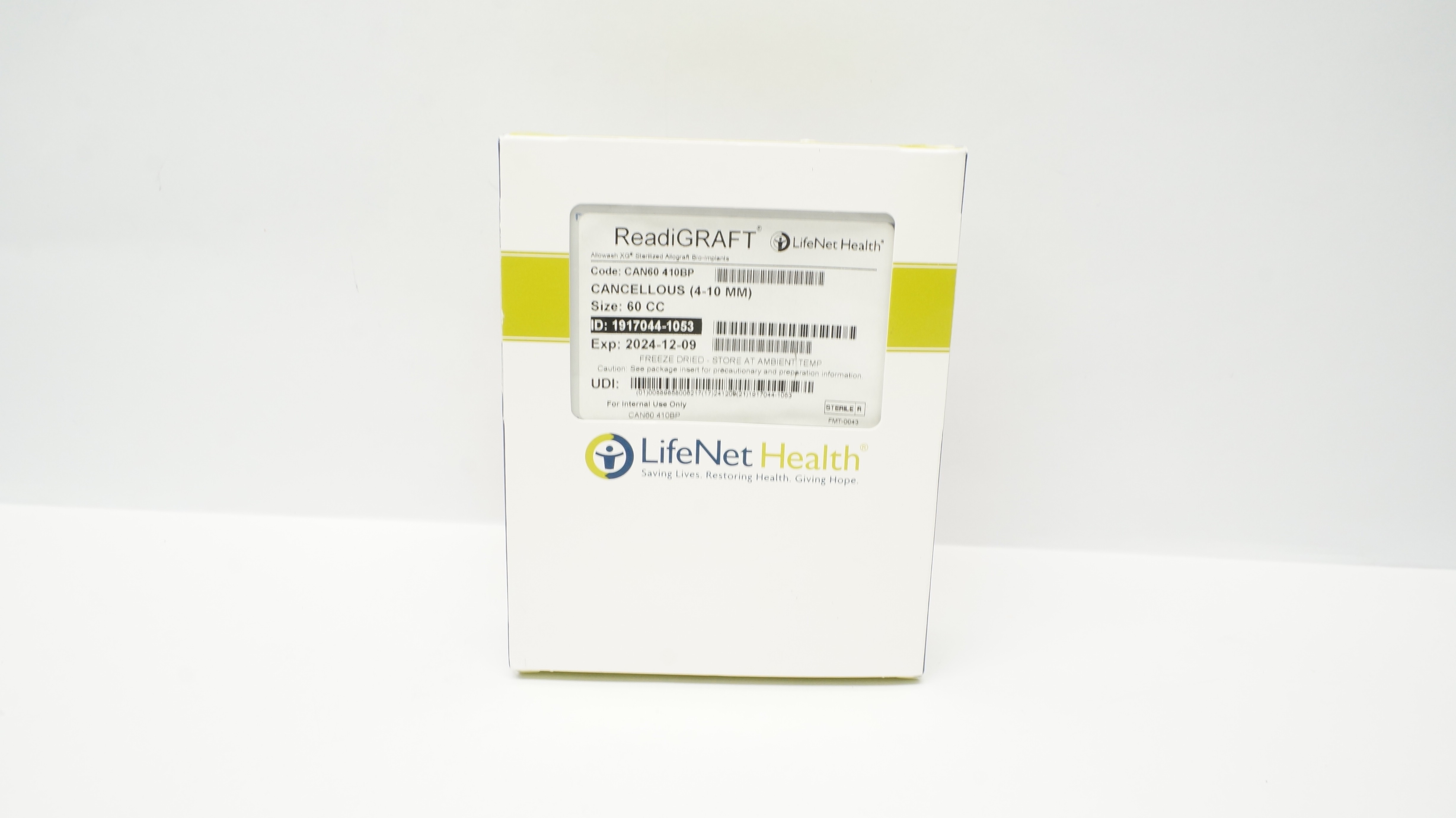 LifeNet Health 1917044-1053 RadiGraft Allograft Bio-Implants 60cc 4-10mm