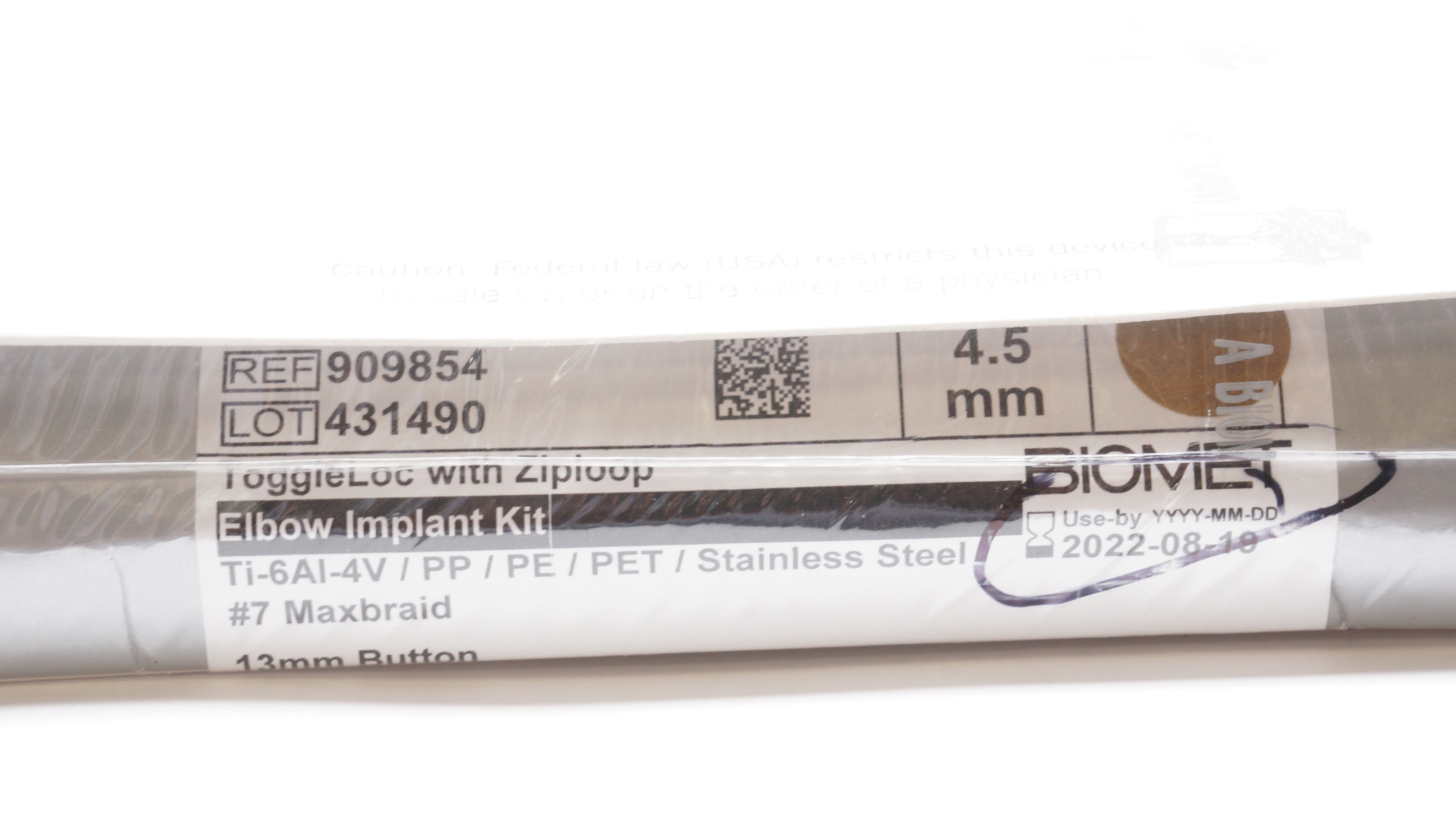 Biomet Sports Medicine 909854 ToggleLoc w/ ZipLoop Elbow