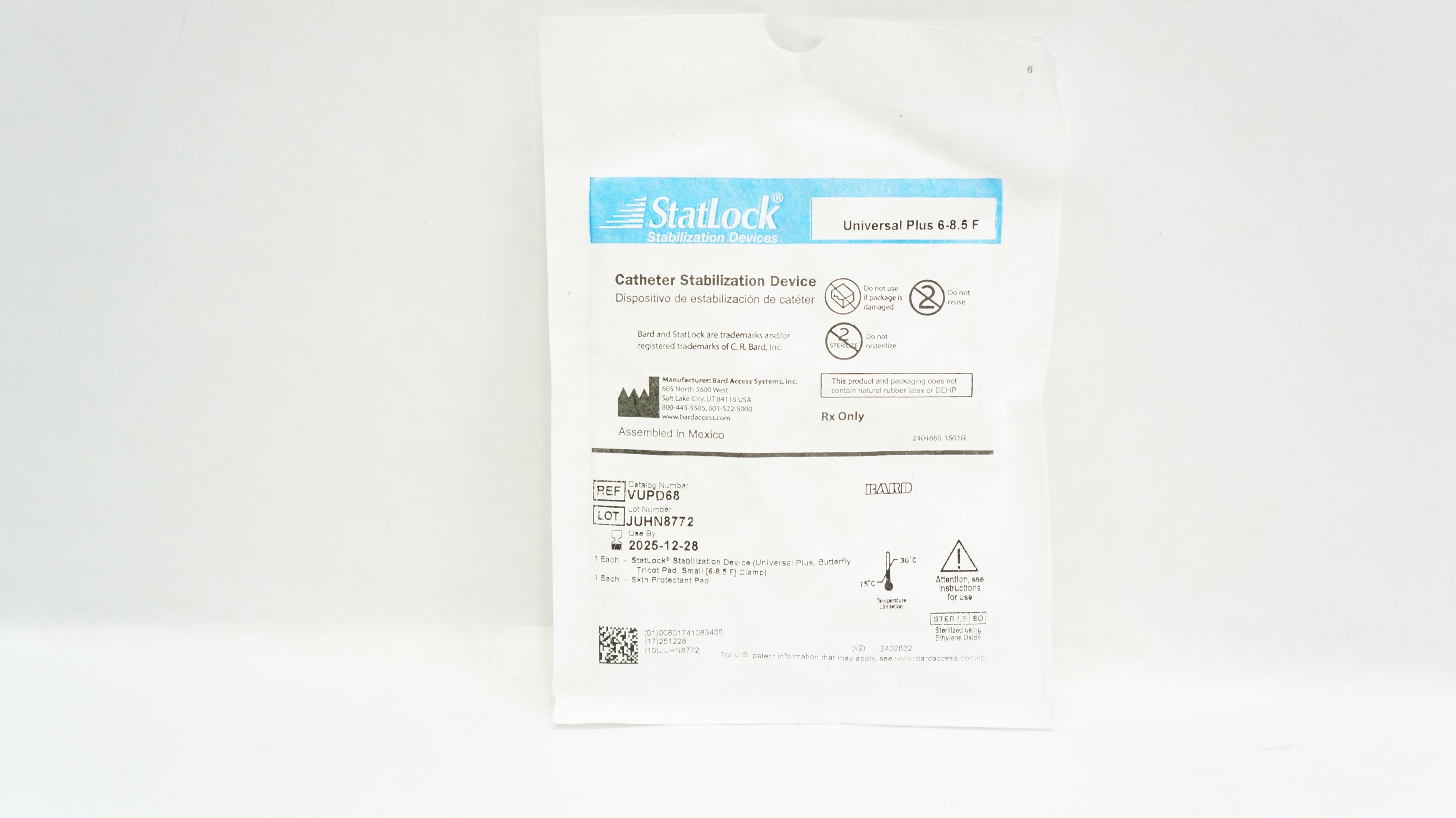 Bard VUPD68 StatLock Cath. Stabilization Device Universal Plus 6-8.5F