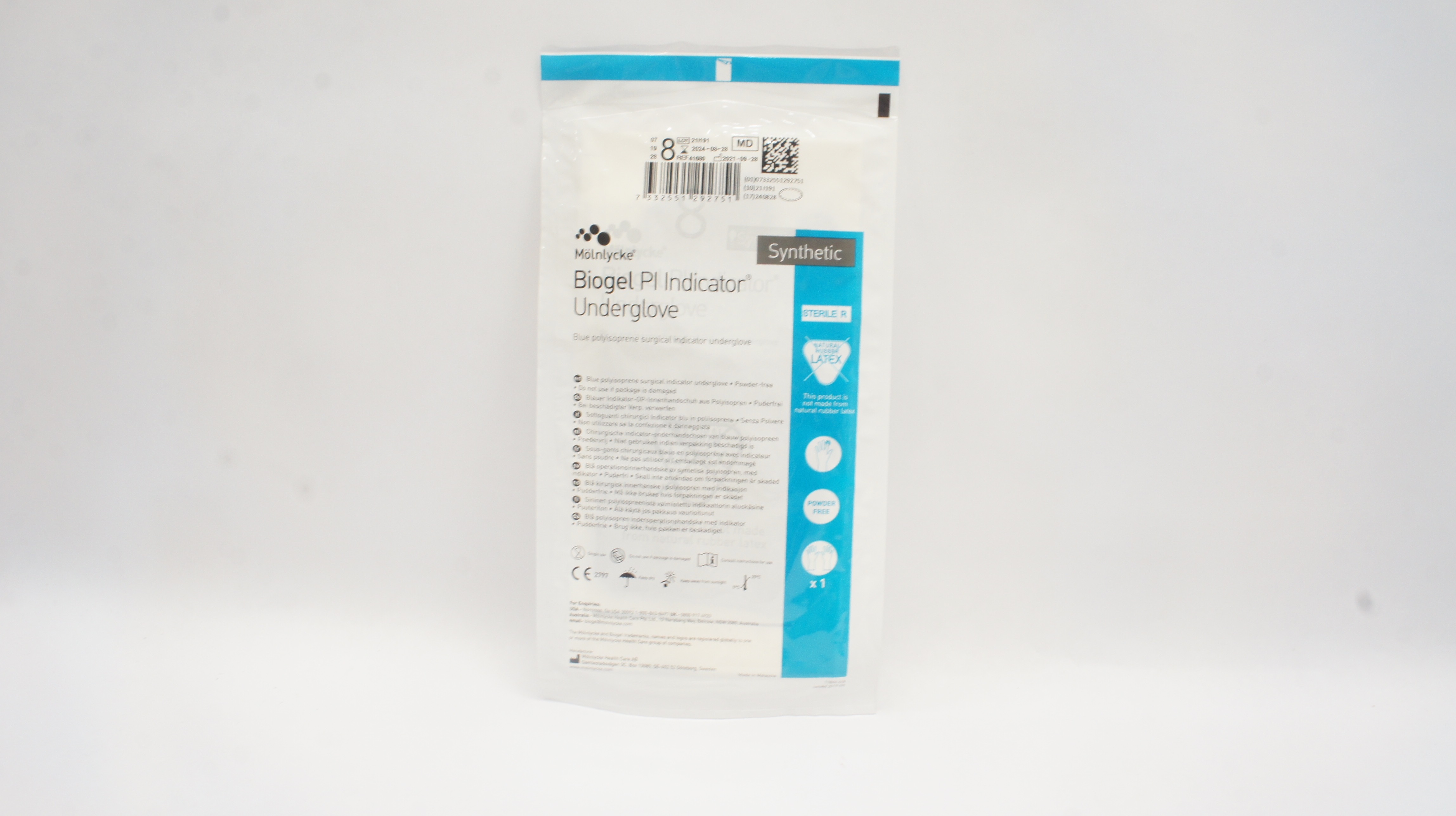 Molnlycke Health Care 41680 Biogel Pl Indicator Underglove Size 8