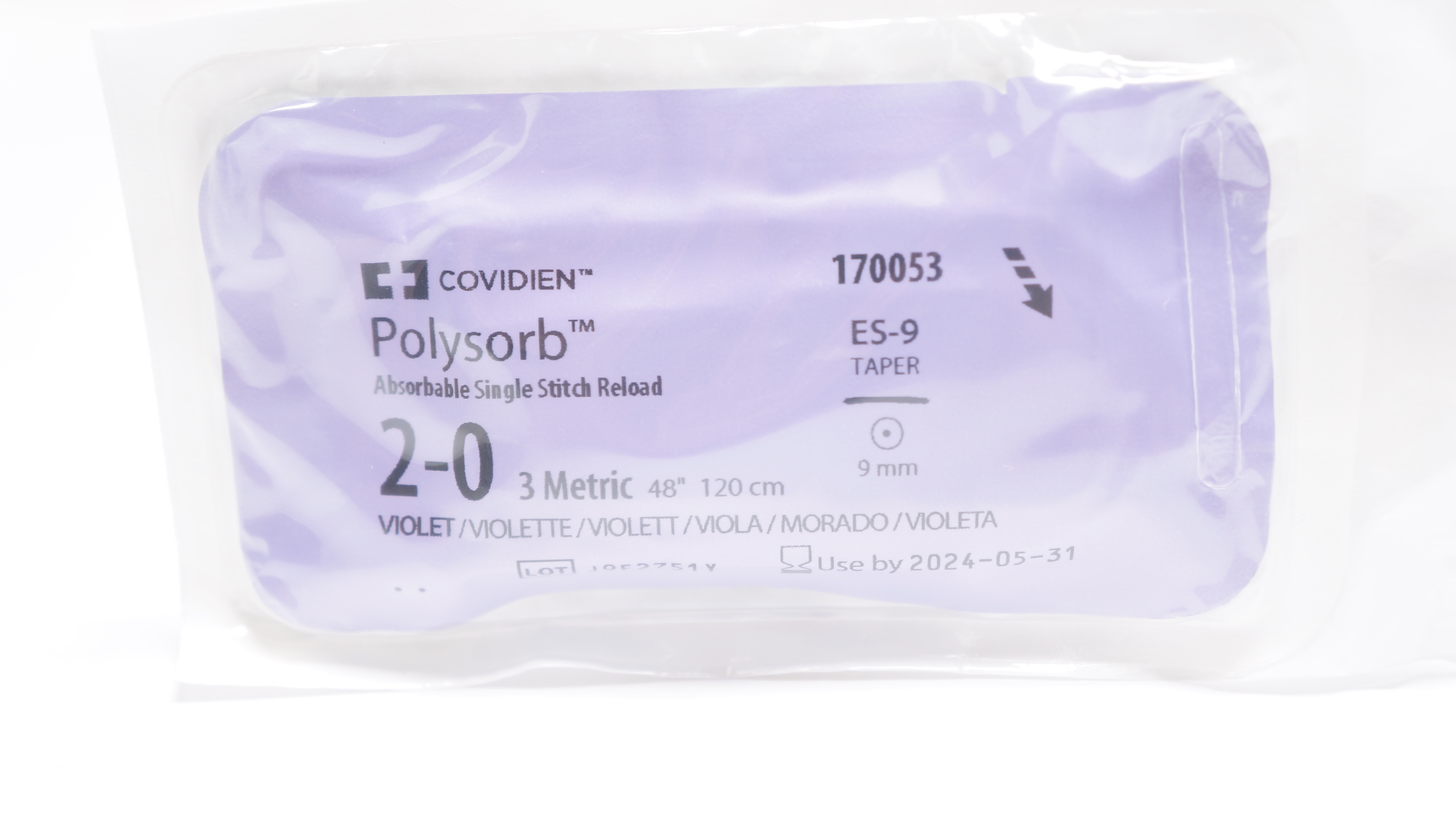 Covidien 170053 2-0 Polysorb Absorbable Stitch Reload ES-9