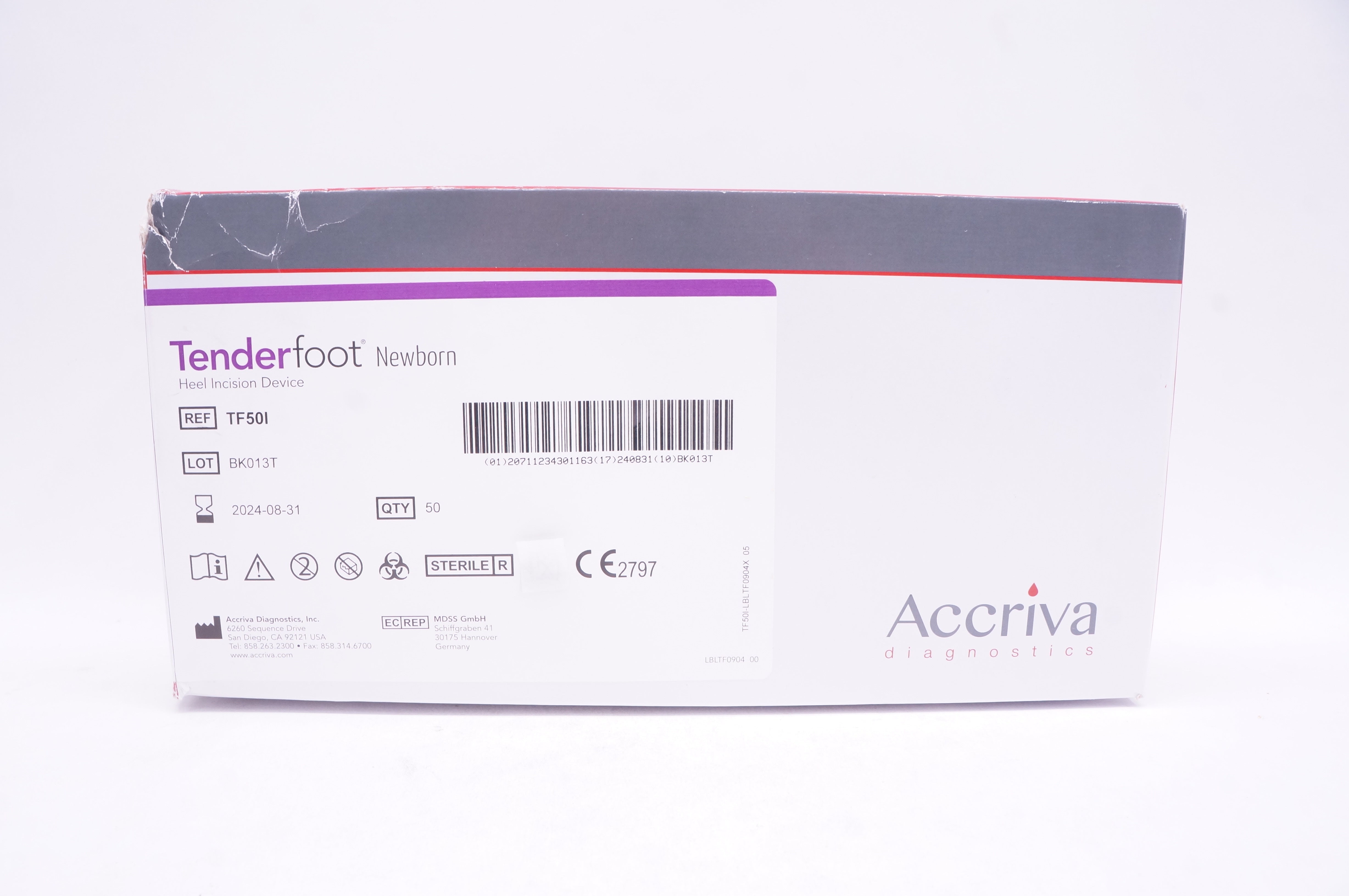 Accriva Diagnostics TF50I Tenderfoot Newborn Heel Incision Device - Box of 31