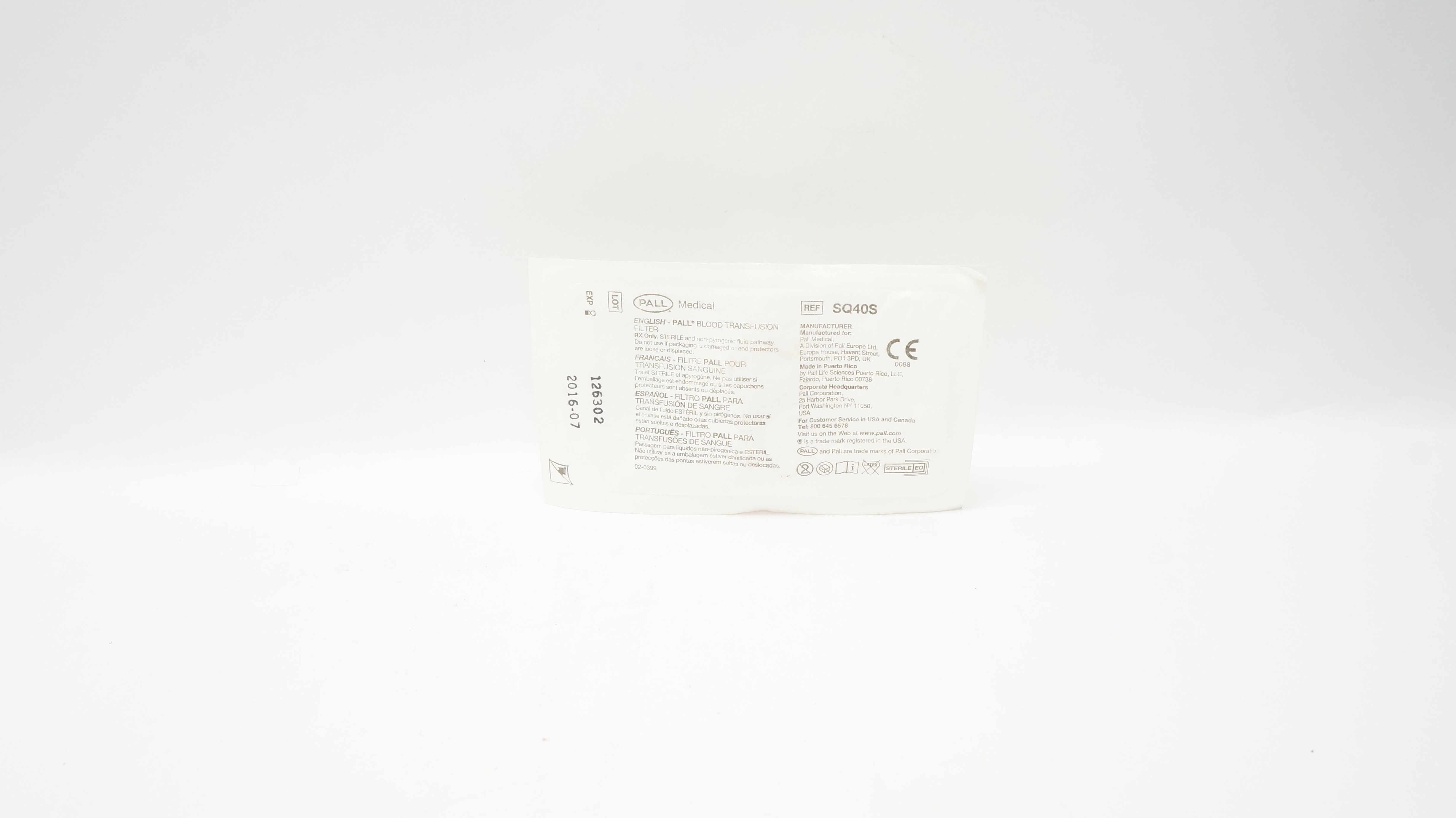 Pall Medical SQ40S Blood Transfusion Filter (x)