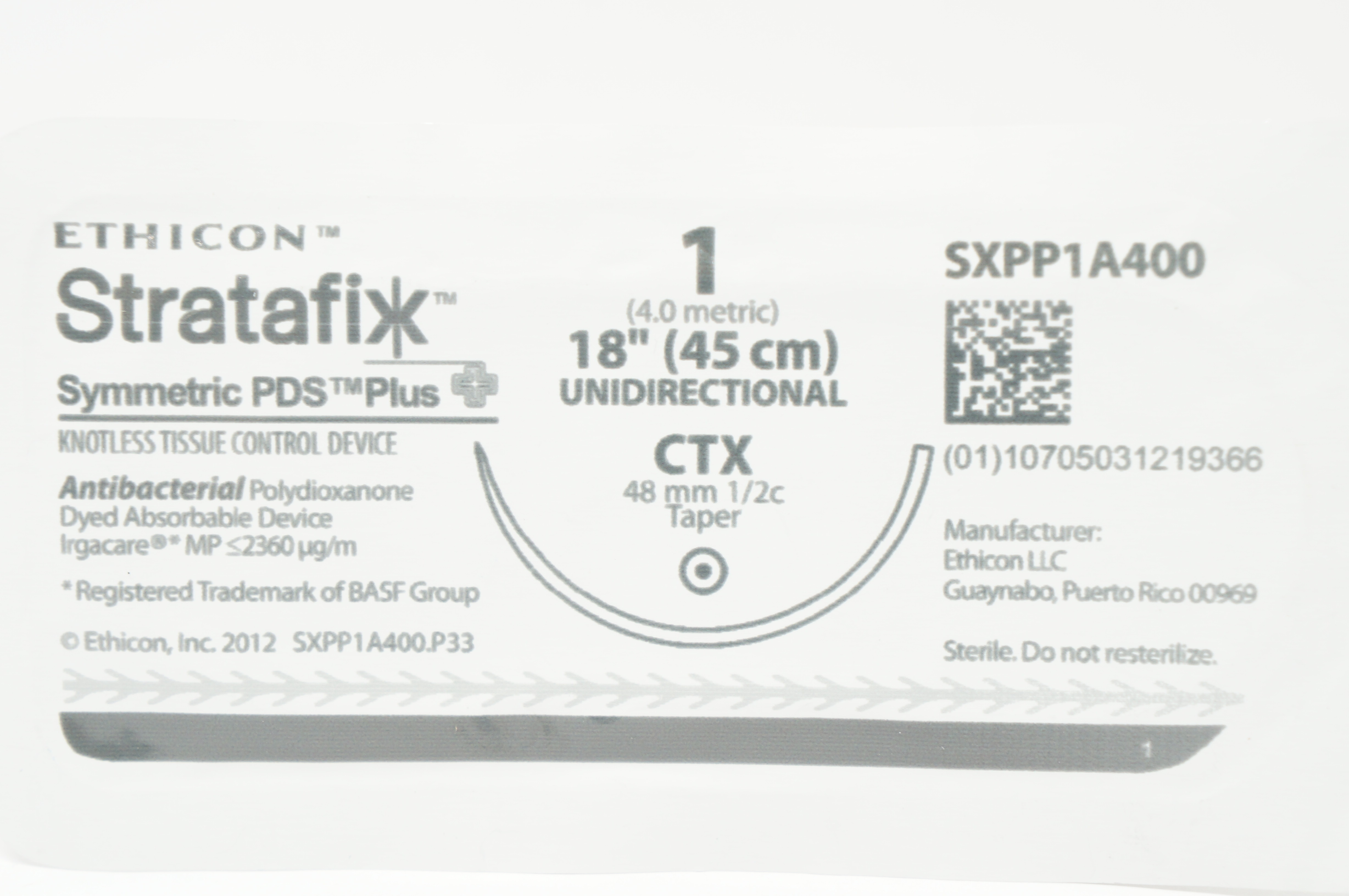 Ethicon SXPP1A400 1 PDS Stratafix Plus OS-6 CTX 48mm 1/2c Taper 18inch