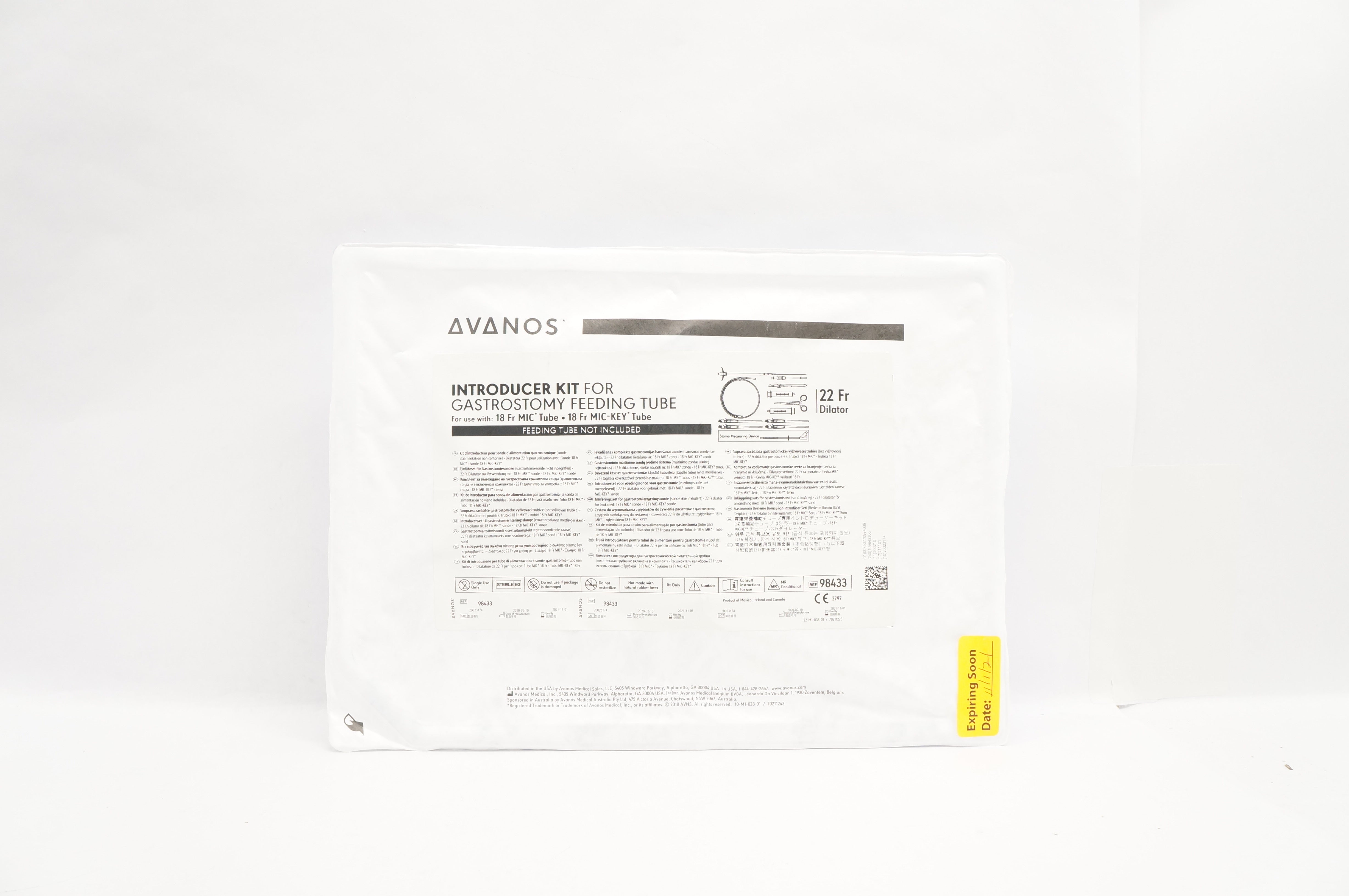 Avanos 98433 Introducer Kit For Gastrostomy Feeding Tube 22Fr. (x)