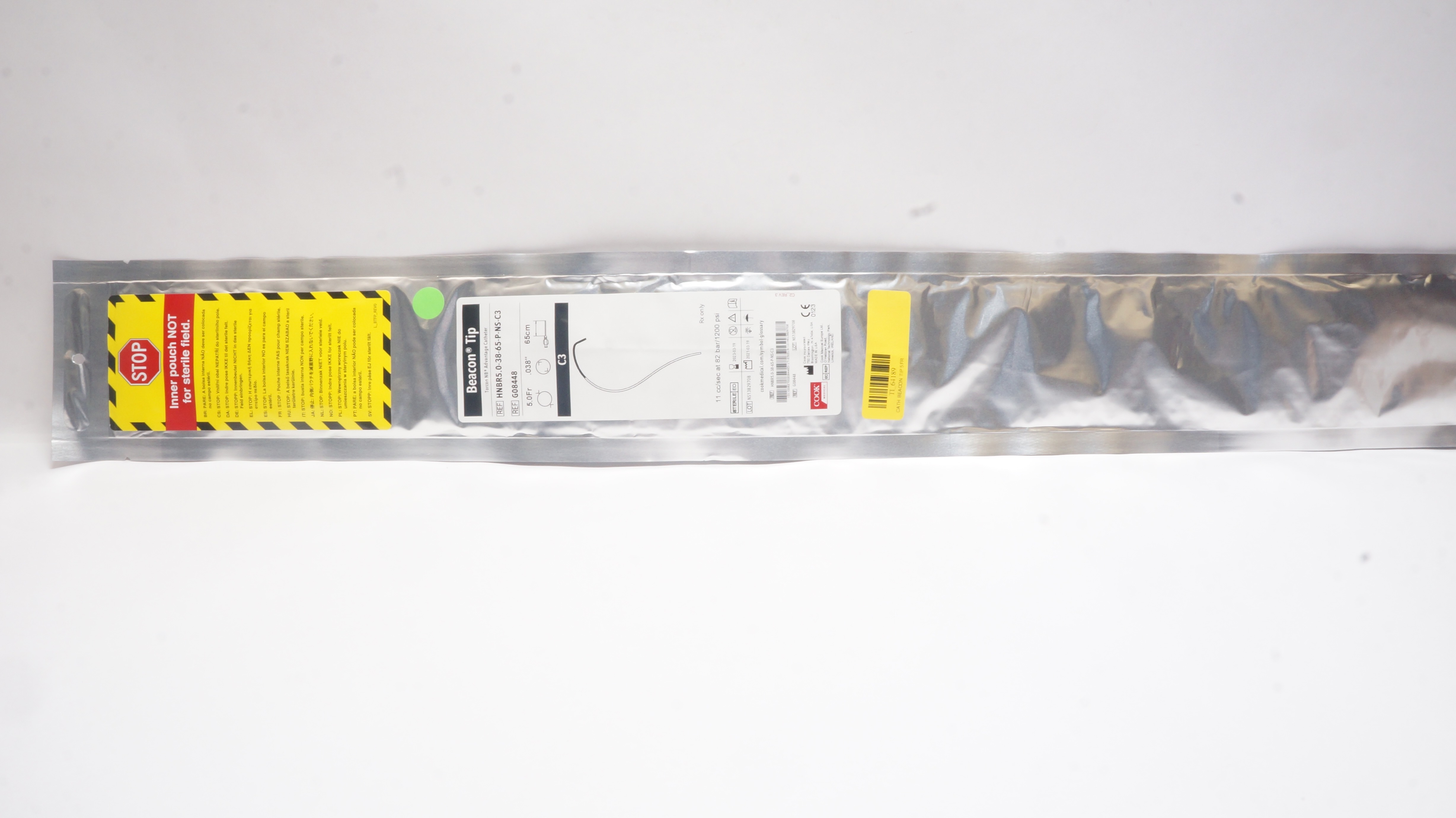 Cook G08448 Beacon Tip C3 Torcon NB Advantage Cath. 5.0 Fr x .038inch x 65cm (x)