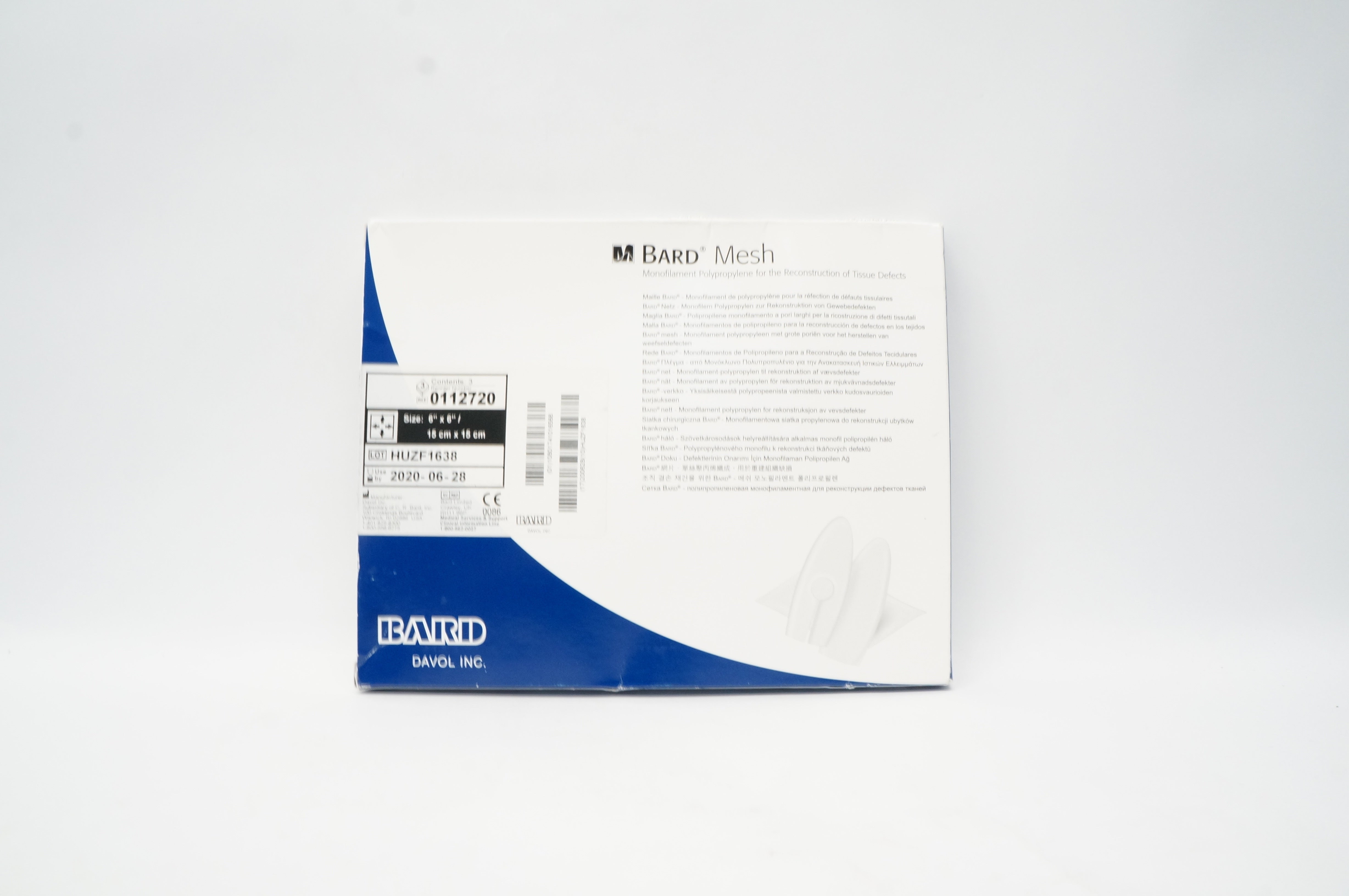 Bard 0112720 Davol Mesh 6inch x 6inch (x) Box of 3
