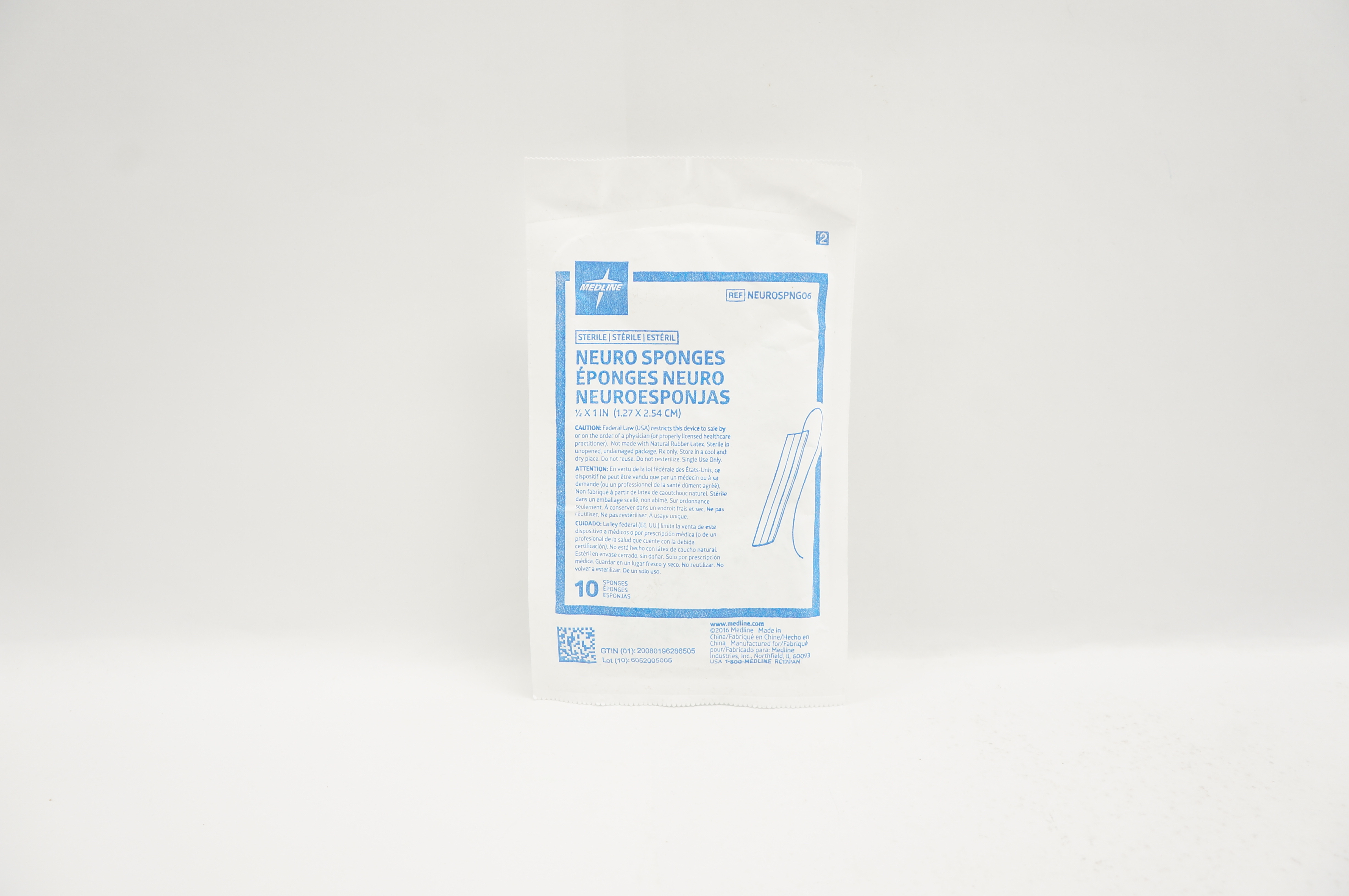 Medline NEUROSPNG06 Neuro Sponges 1/2inch x 1inch - Pack of 10