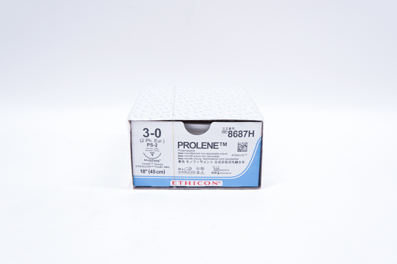 Ethicon 8687H 3-0 PROLENE, PS-2 19mm 3/8c, Reverse Cutting, 18inch - Box of 36