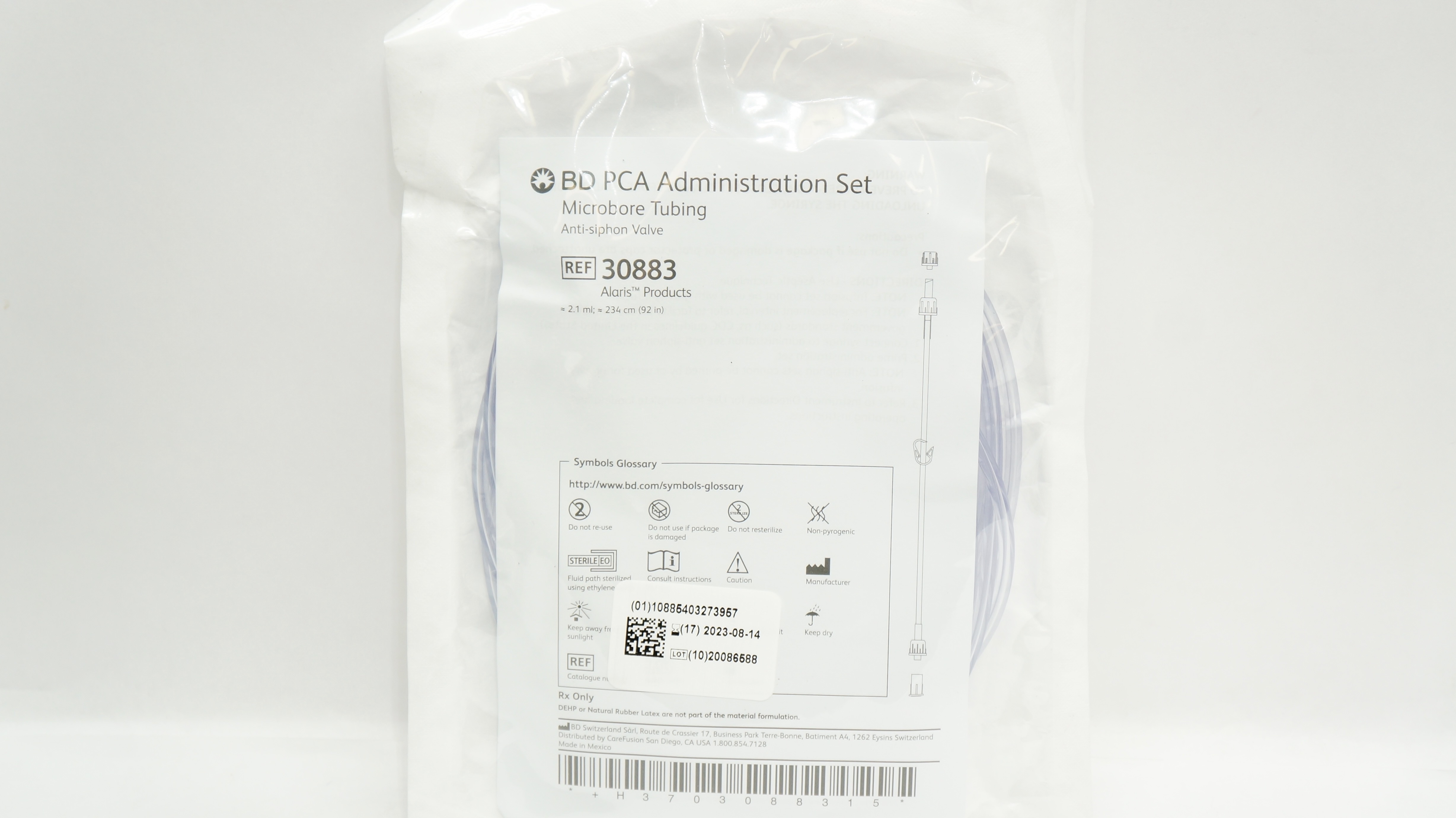 BD 30883 PCA Administration Set Microbore Tubing 2.1ml x 92inch (x)