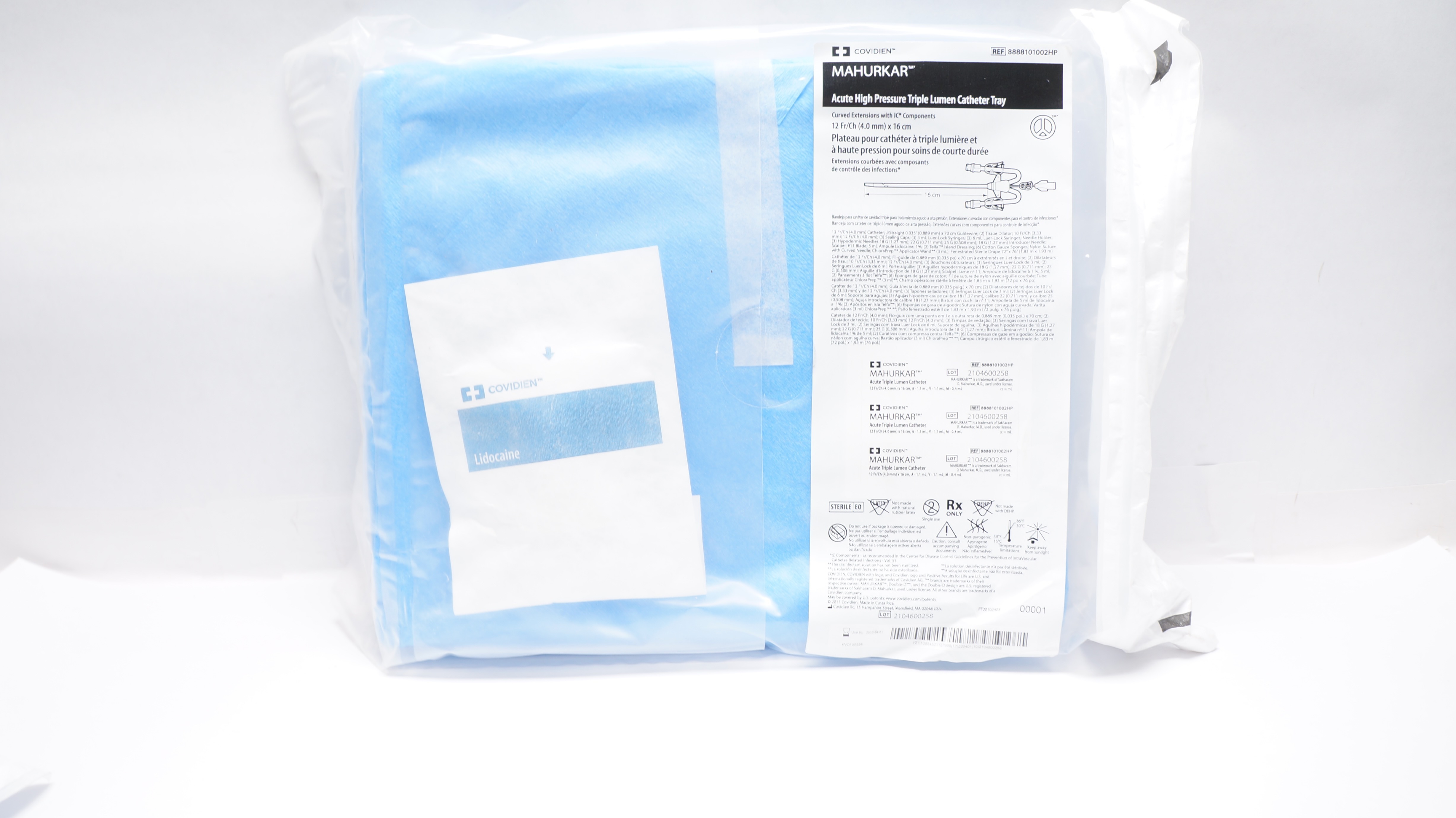 Covidien 8888101002HP MAHURKAR Acute Triple Lumen Cath. Tray 12Fr x 16cm (x)