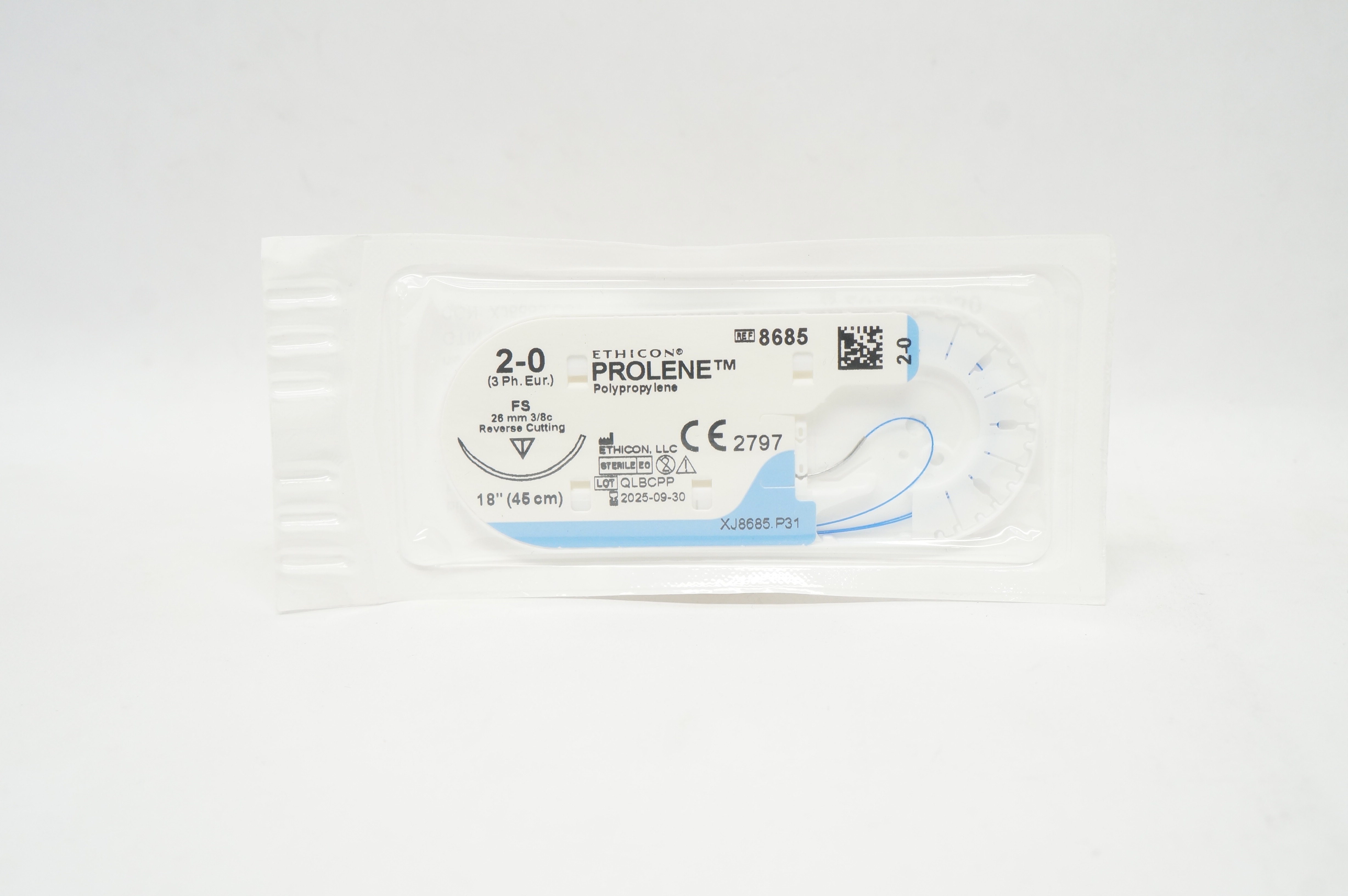 Ethicon 8685 2-0 Prolene Polypropylene Stre FS 26mm 3/8c Reverse Cutting,18 inch