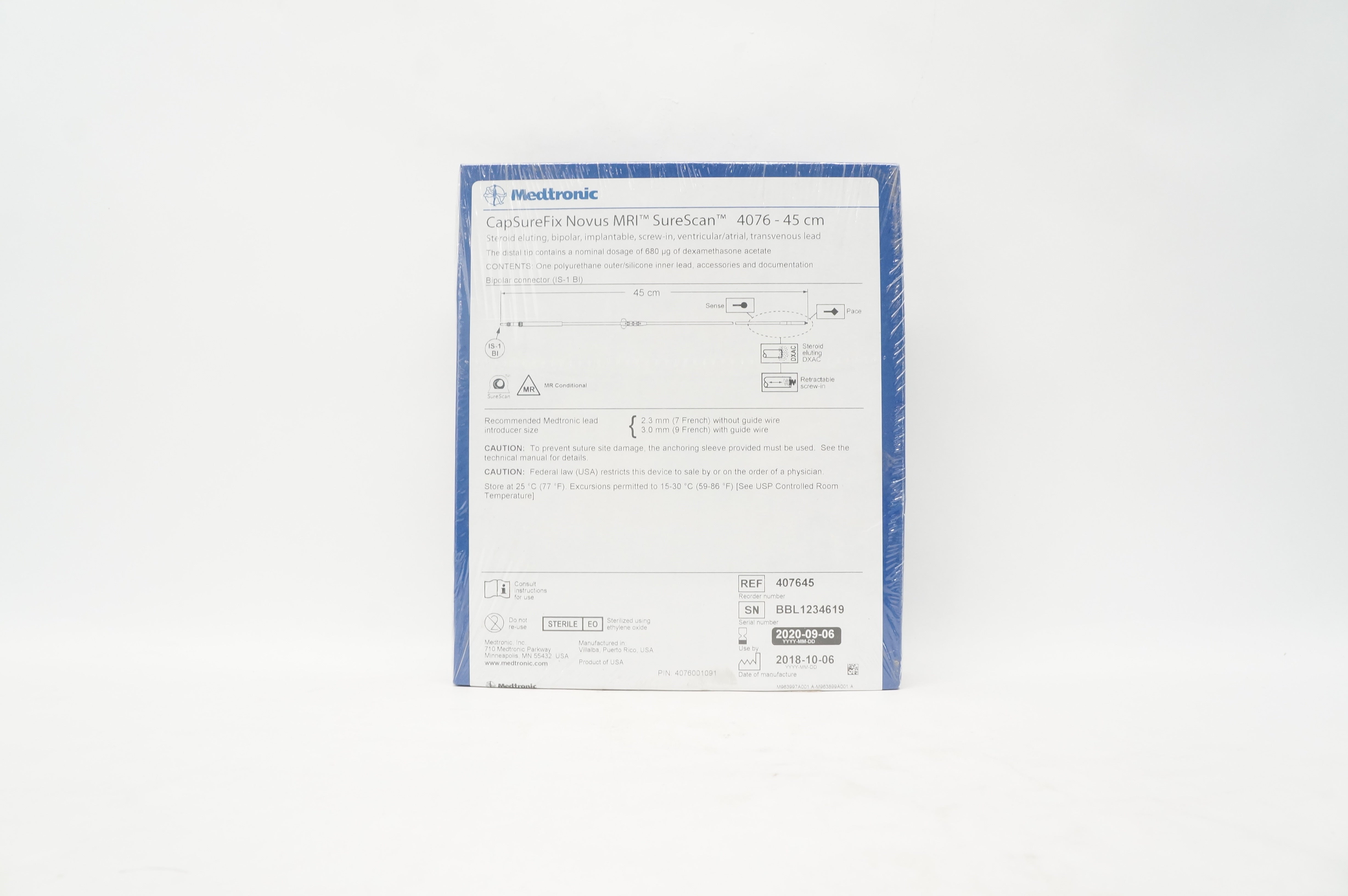 Medtronic 407645 CAPSUREFIX NOVUS MRI SureScan 4076 - 45cm52cm (x)