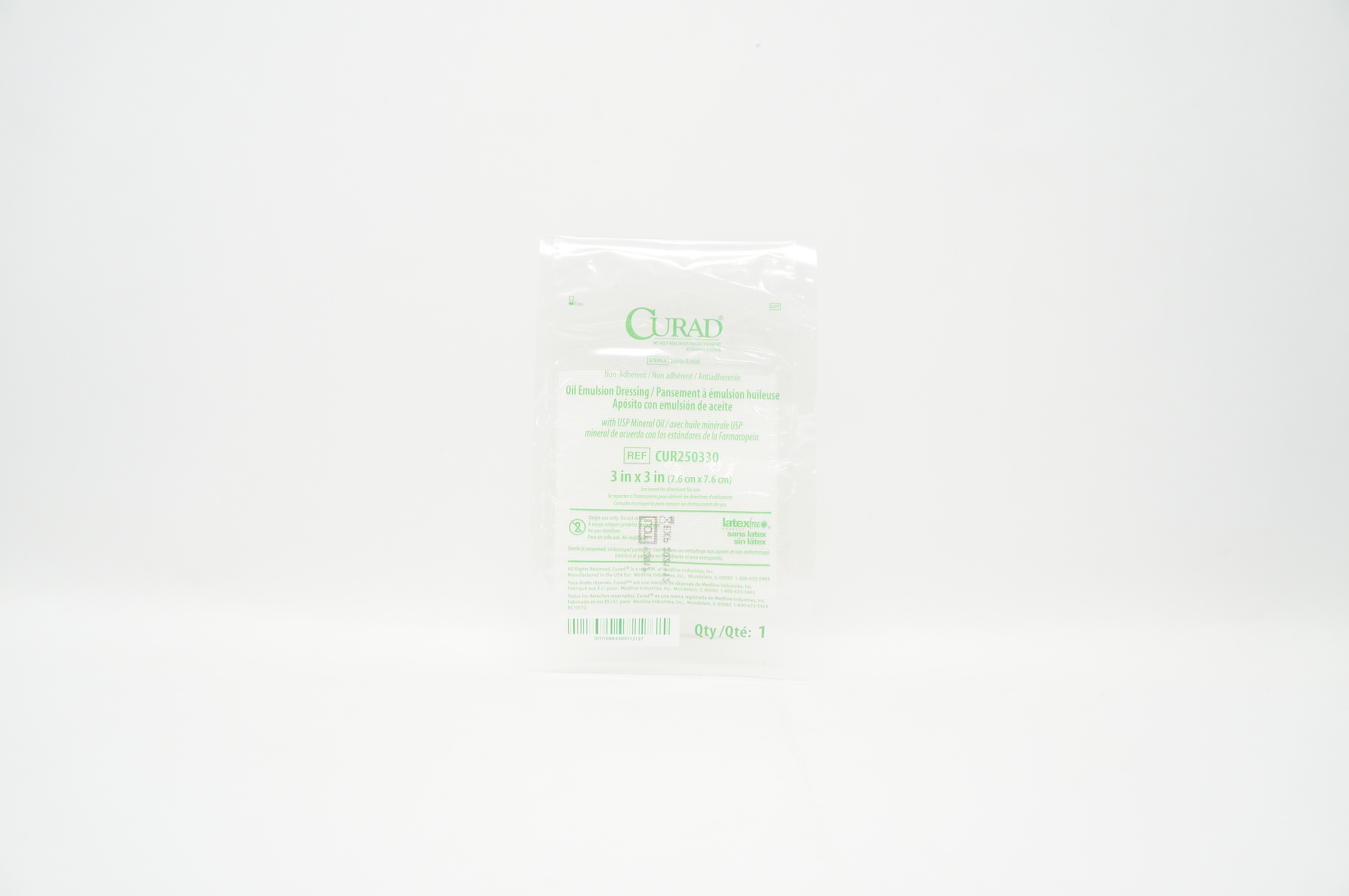 Medline CUR250330 Curad Non-Adherent Oil Emulsion Dressing 3inch x 3inch (x)