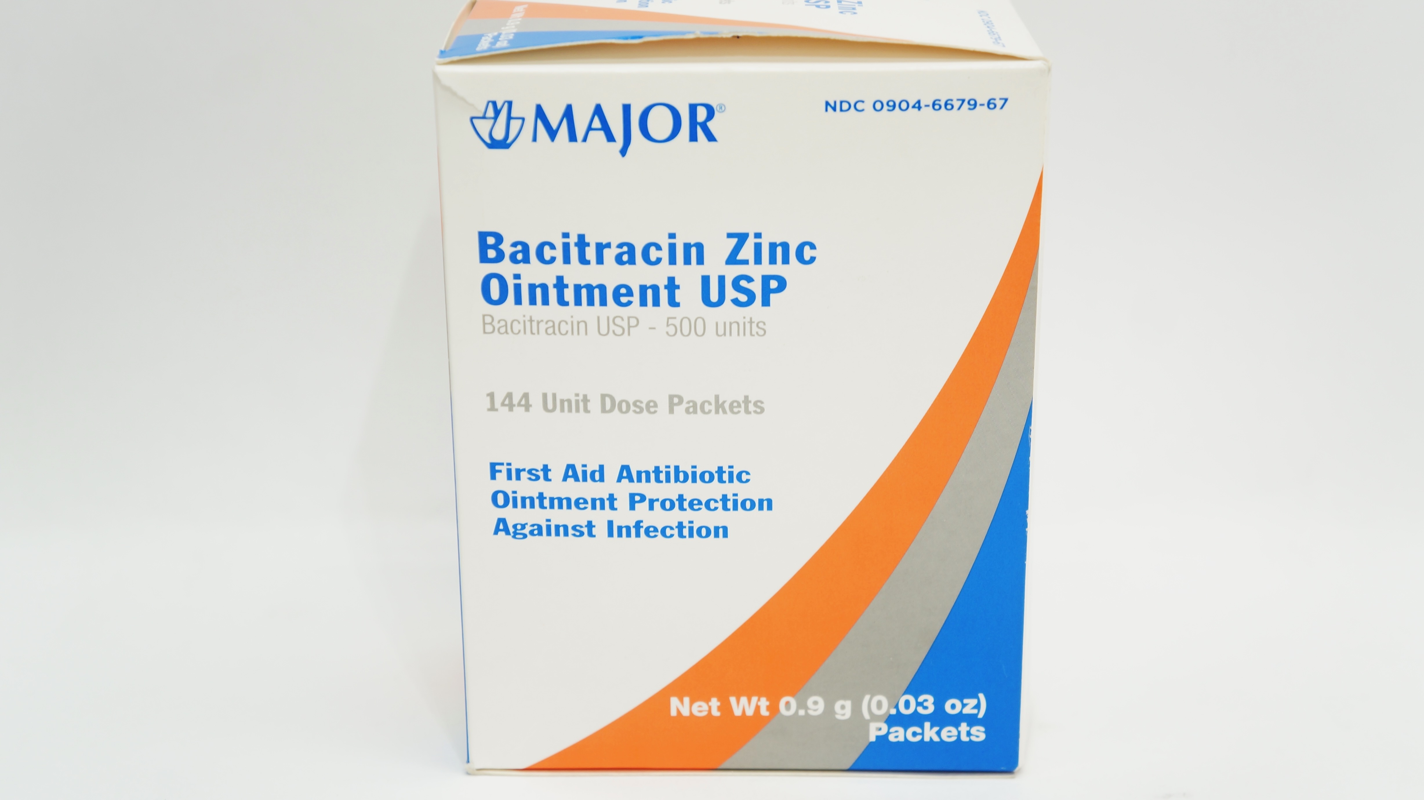 Major 700862 M-101 Bacitracin Zinc Ointment USP 0.9g (x) - Box of 144 Dose