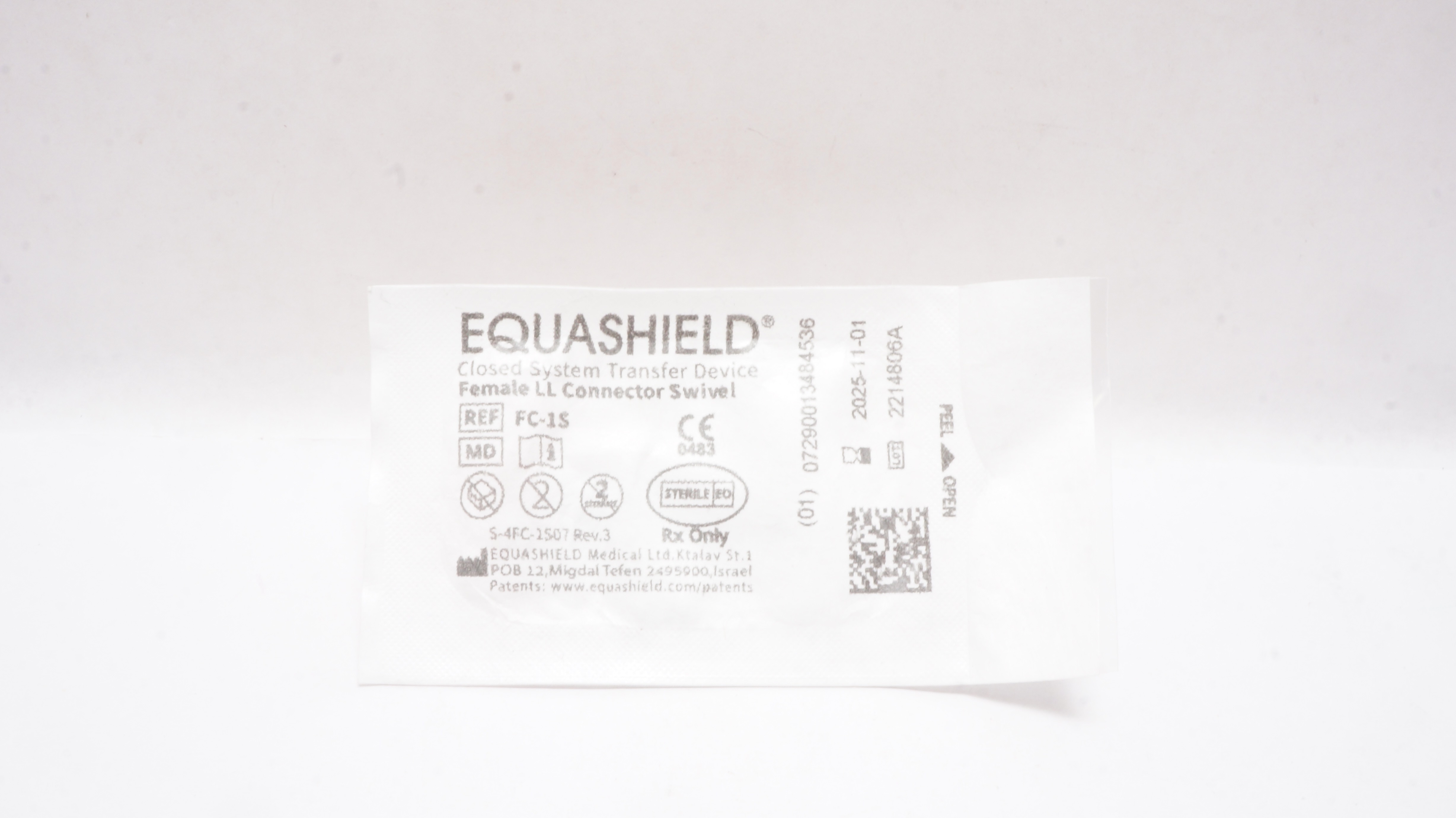 Equashield FC1S Closed System Transfer Device Female LL Connector Swivel