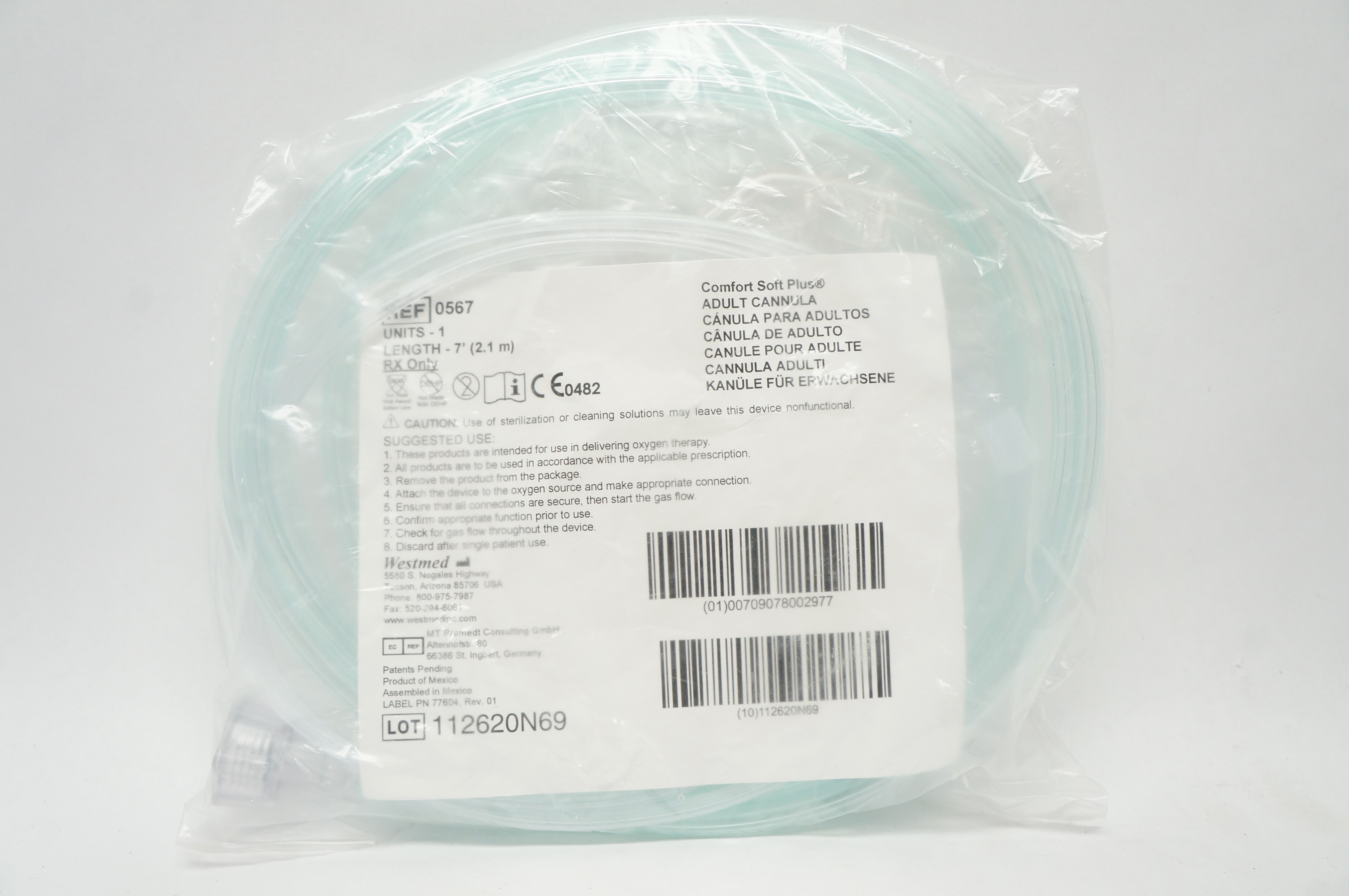 Westmed 0567 Comfort Soft Plus Adult Cannula 7ft.
