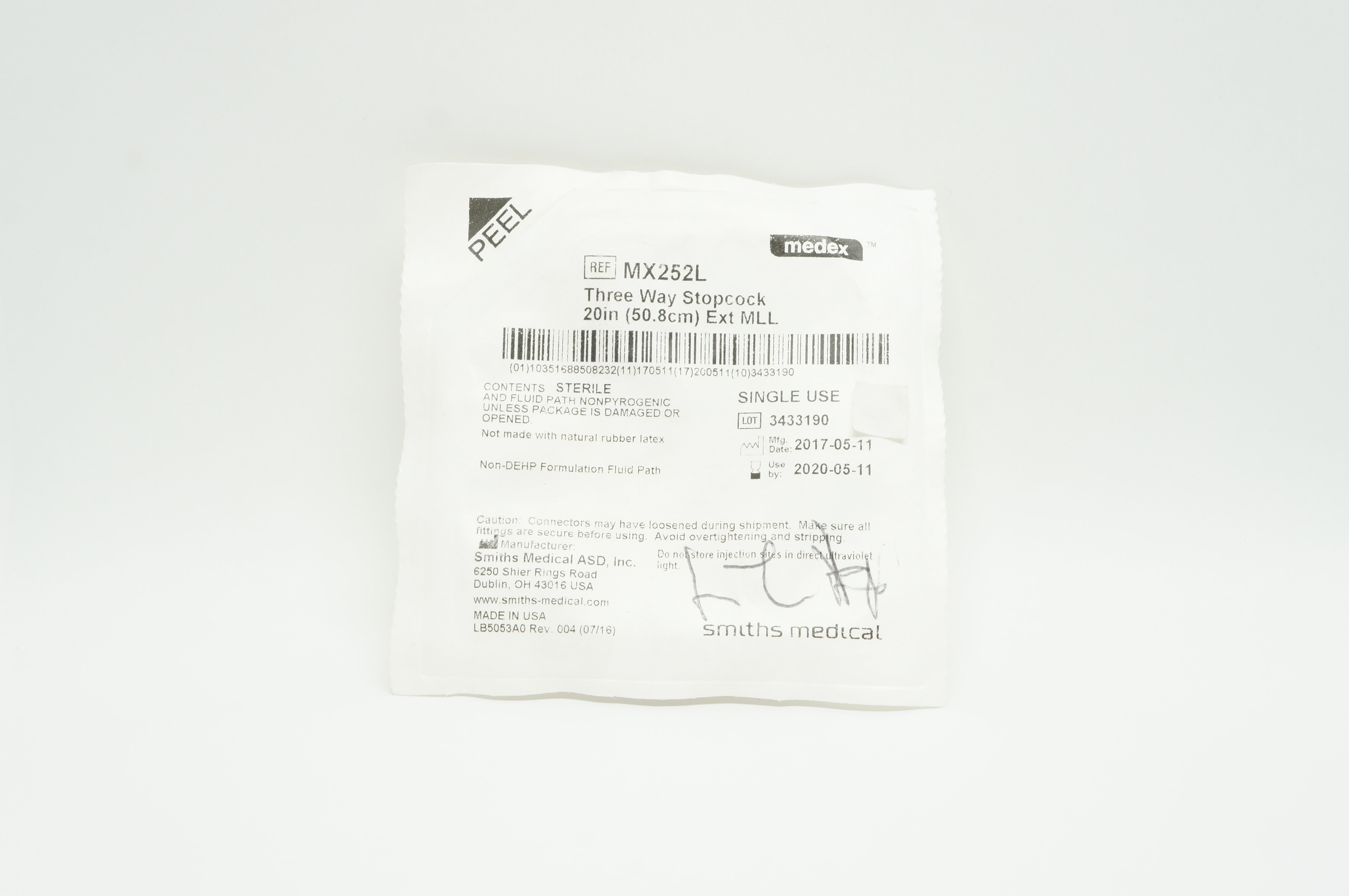 Smiths Medical MX252L Medex Three Way Stopcock Ext MLL 20inch (x)