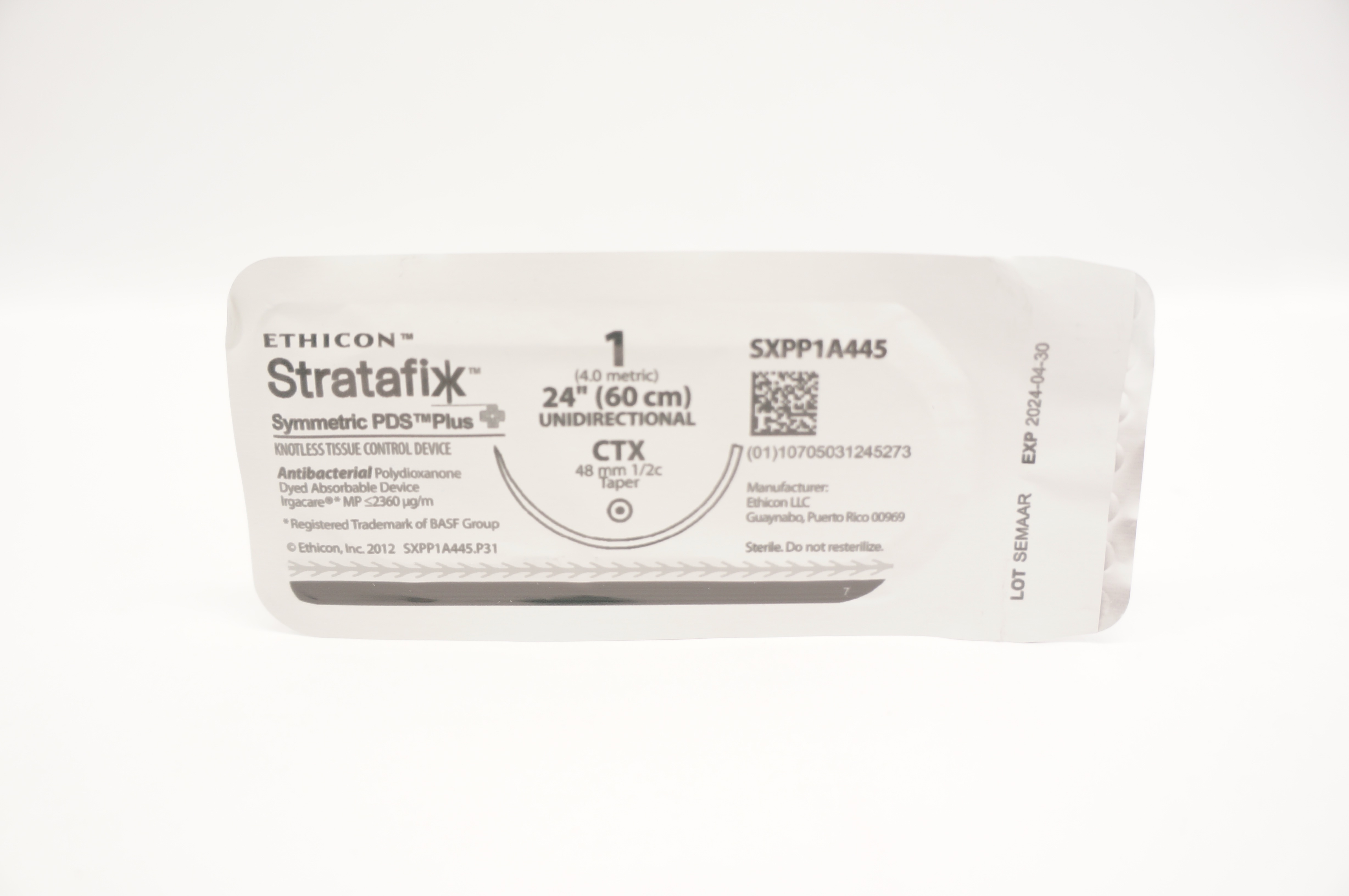 Ethicon SXPP1A445 1 Stratafix PDS Plus OS-6 CTX 48mm 1/2c Taper, 24inch