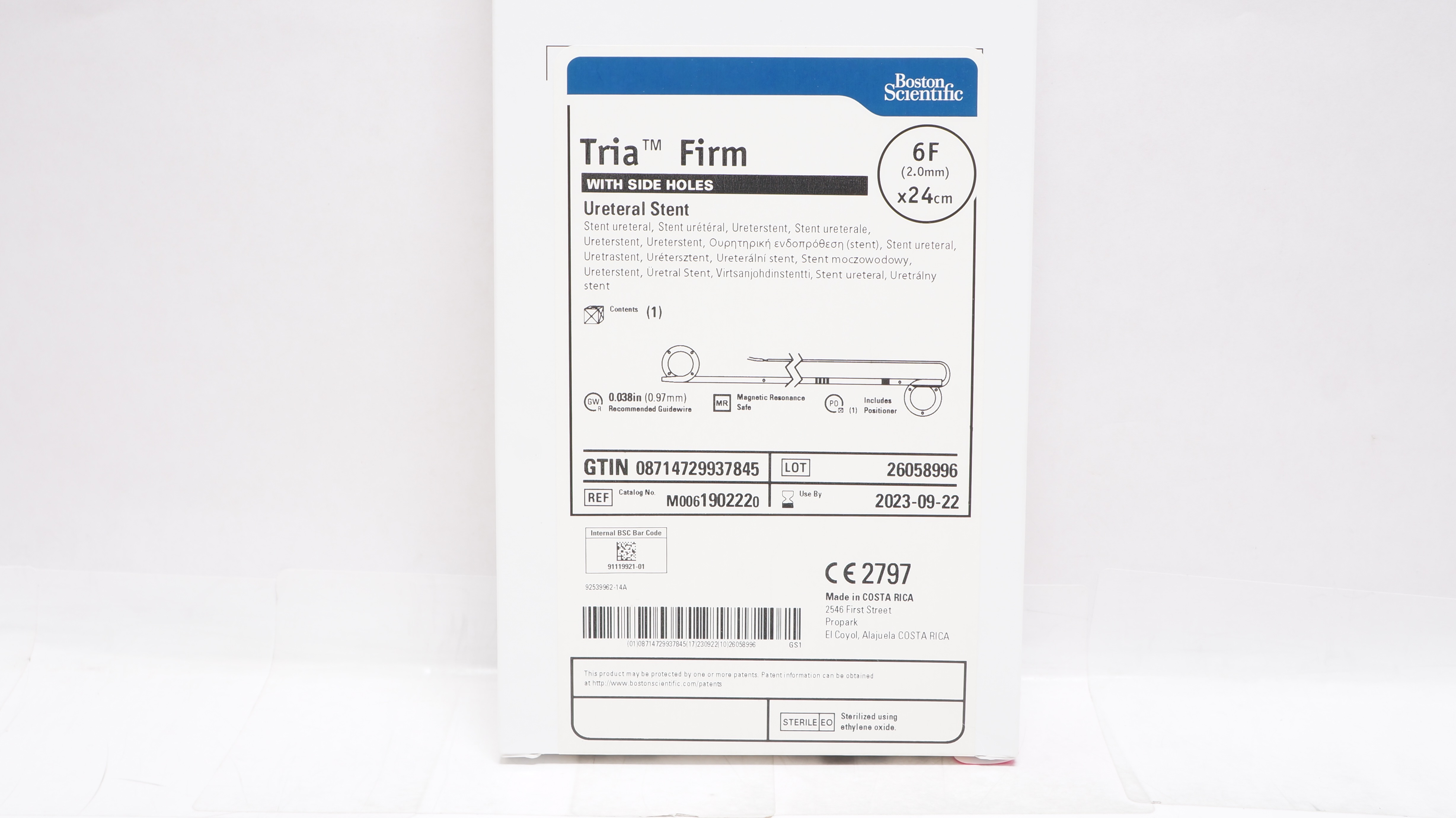 Boston Scientific M0061902220 Tria Firm Ureteral Stnt 6F x 24cm (x) 
