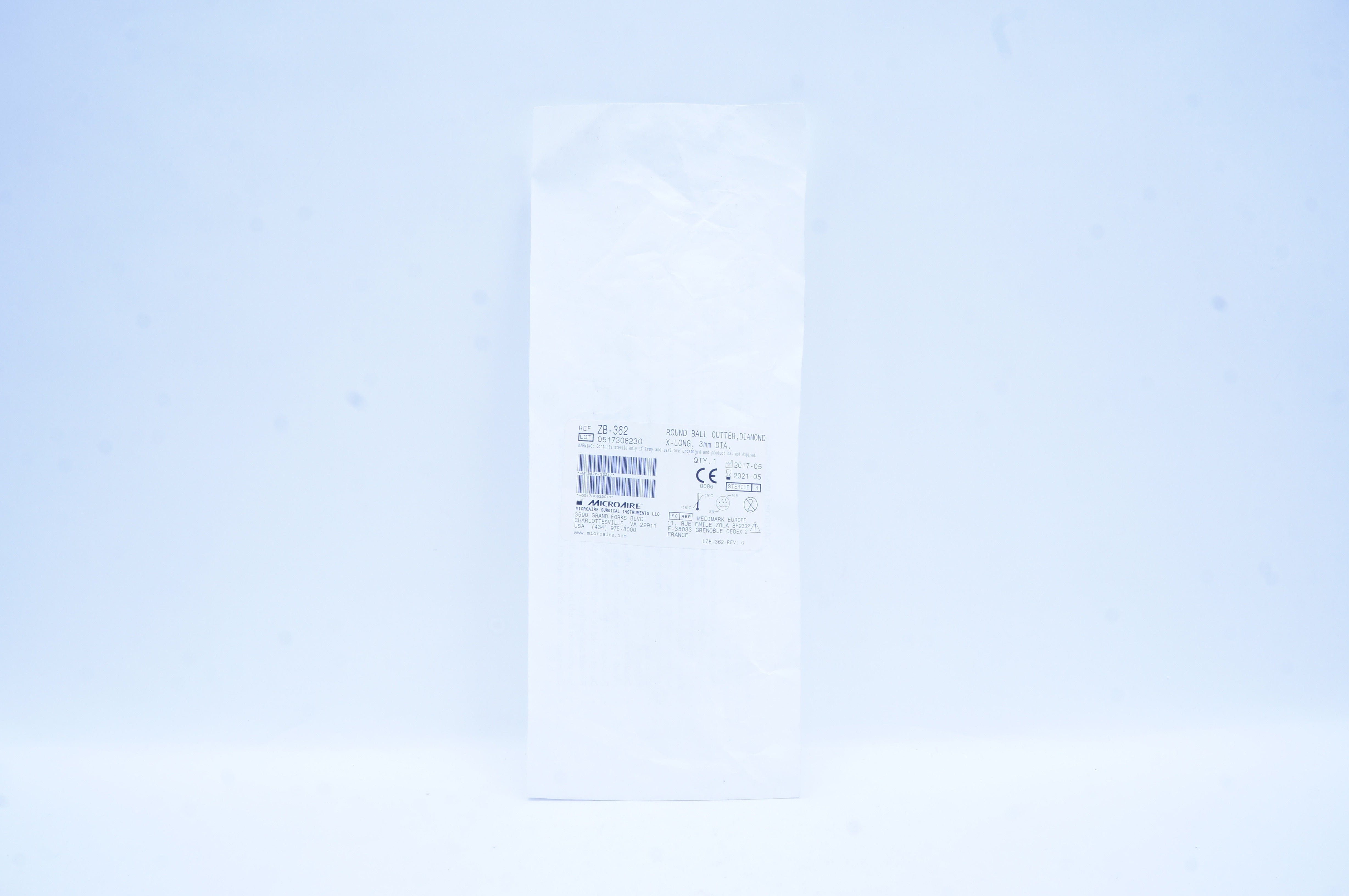 Microaire ZB-362 Round Ball Cutter Diamond X-Long, 3mm Dia.