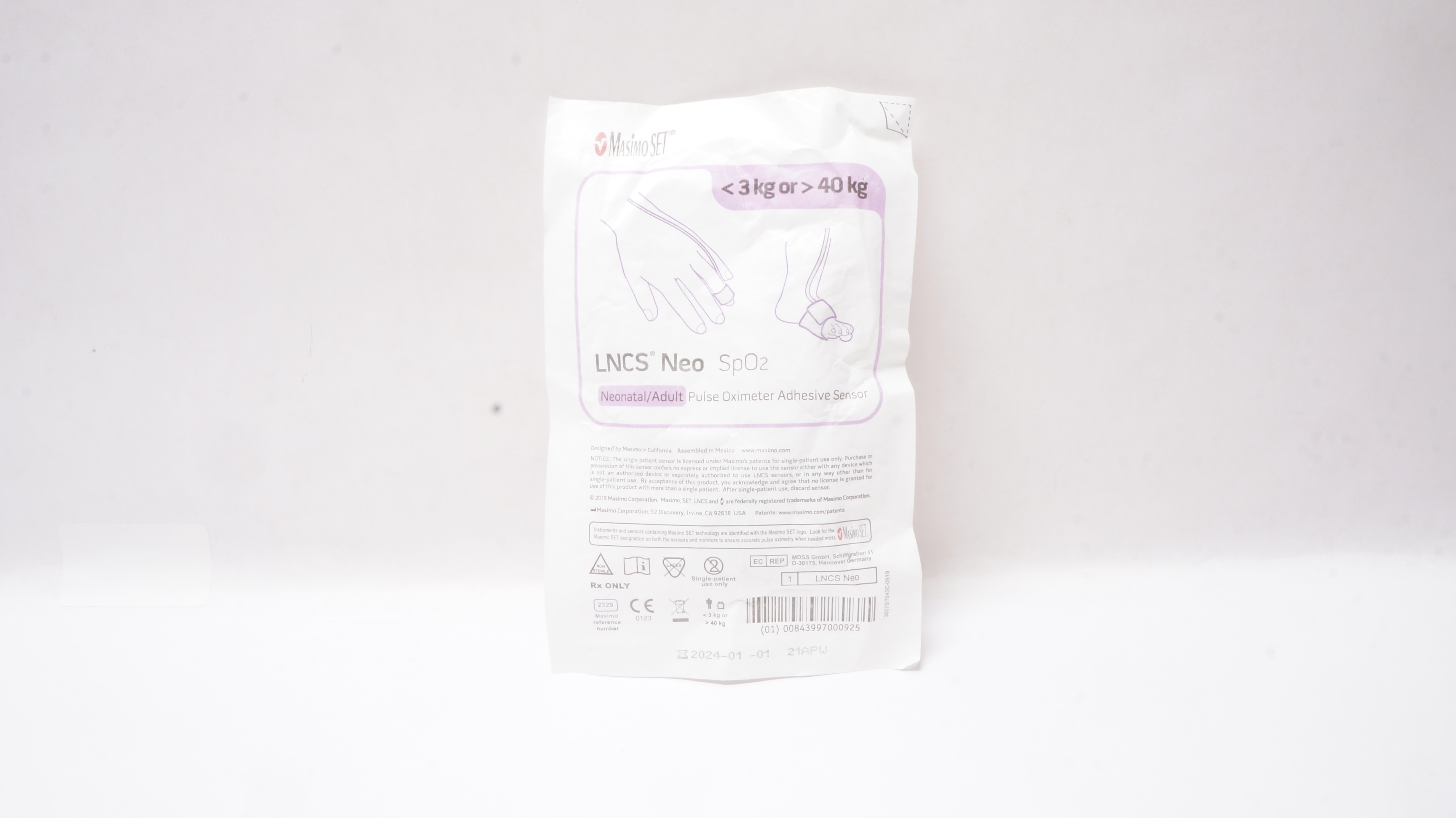 Masimo 2329 Neonatal/Adult Pulse Oximeter Adhesive Sensor <3kg >40kg