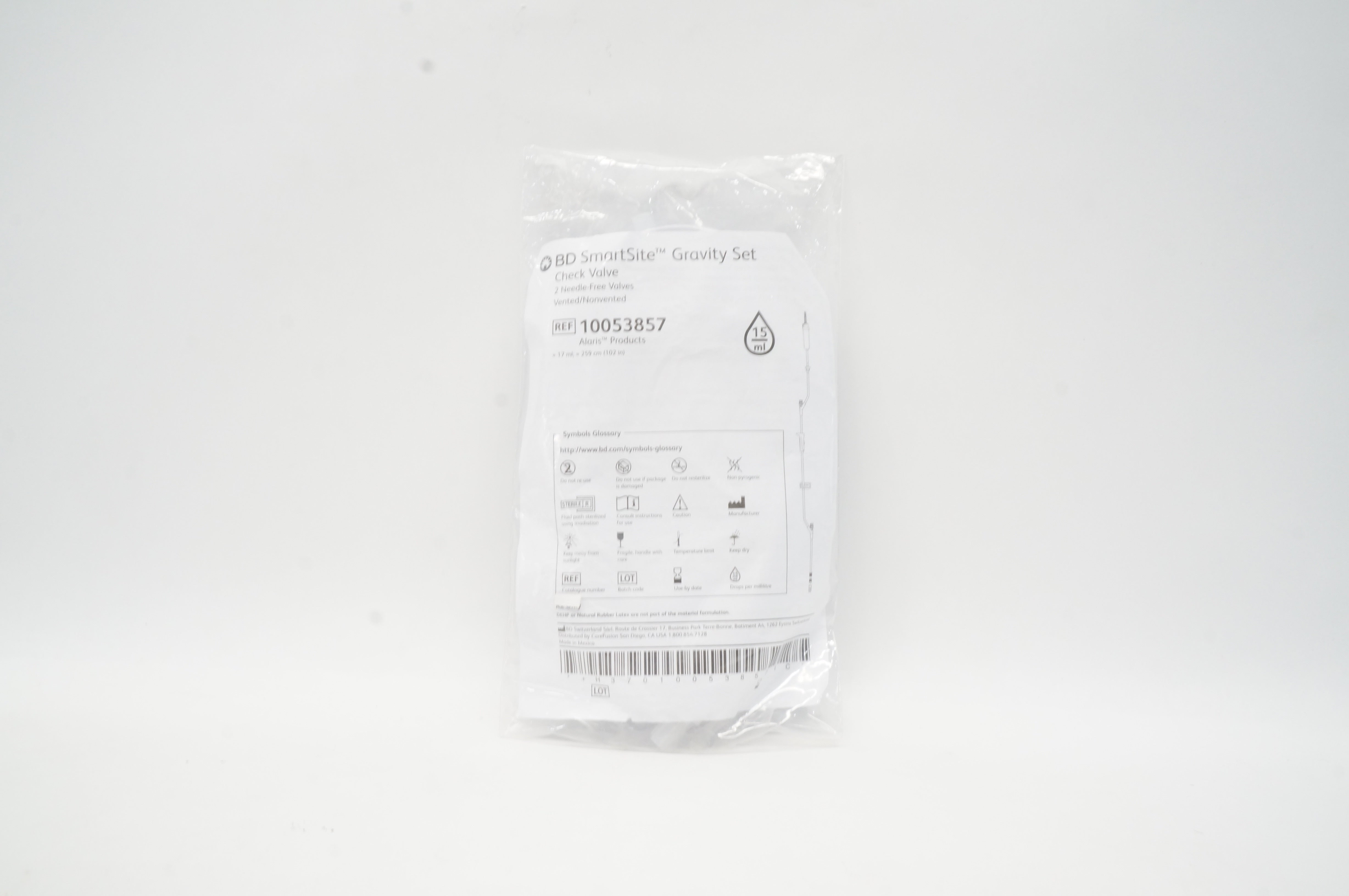 BD 10053857 SmartSite Gravity Set Check Valve 15mL, 102inch