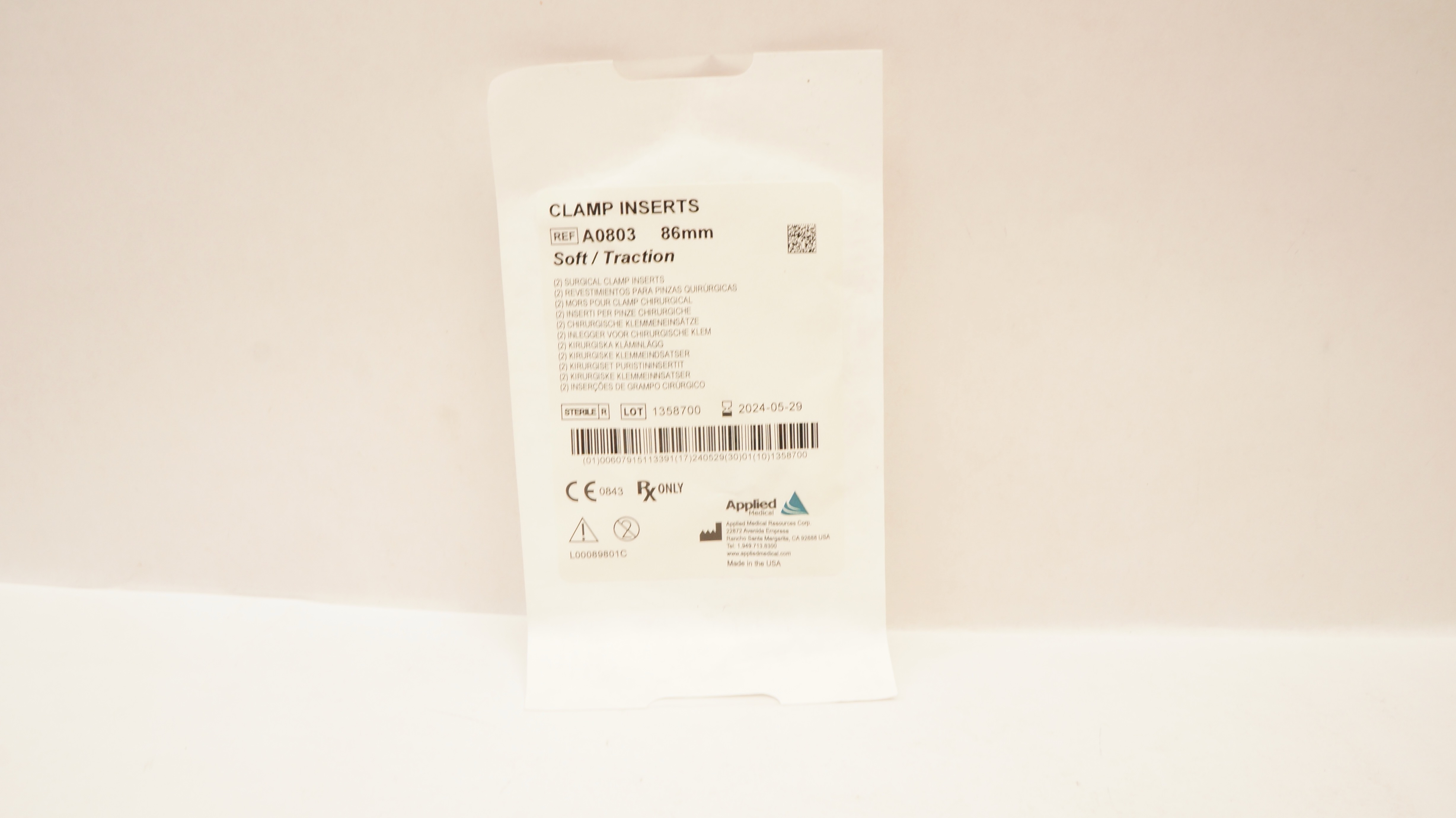 Applied Medical A0803 Soft/Traction Surgical Clamp Inserts 86mm - Pack of 2