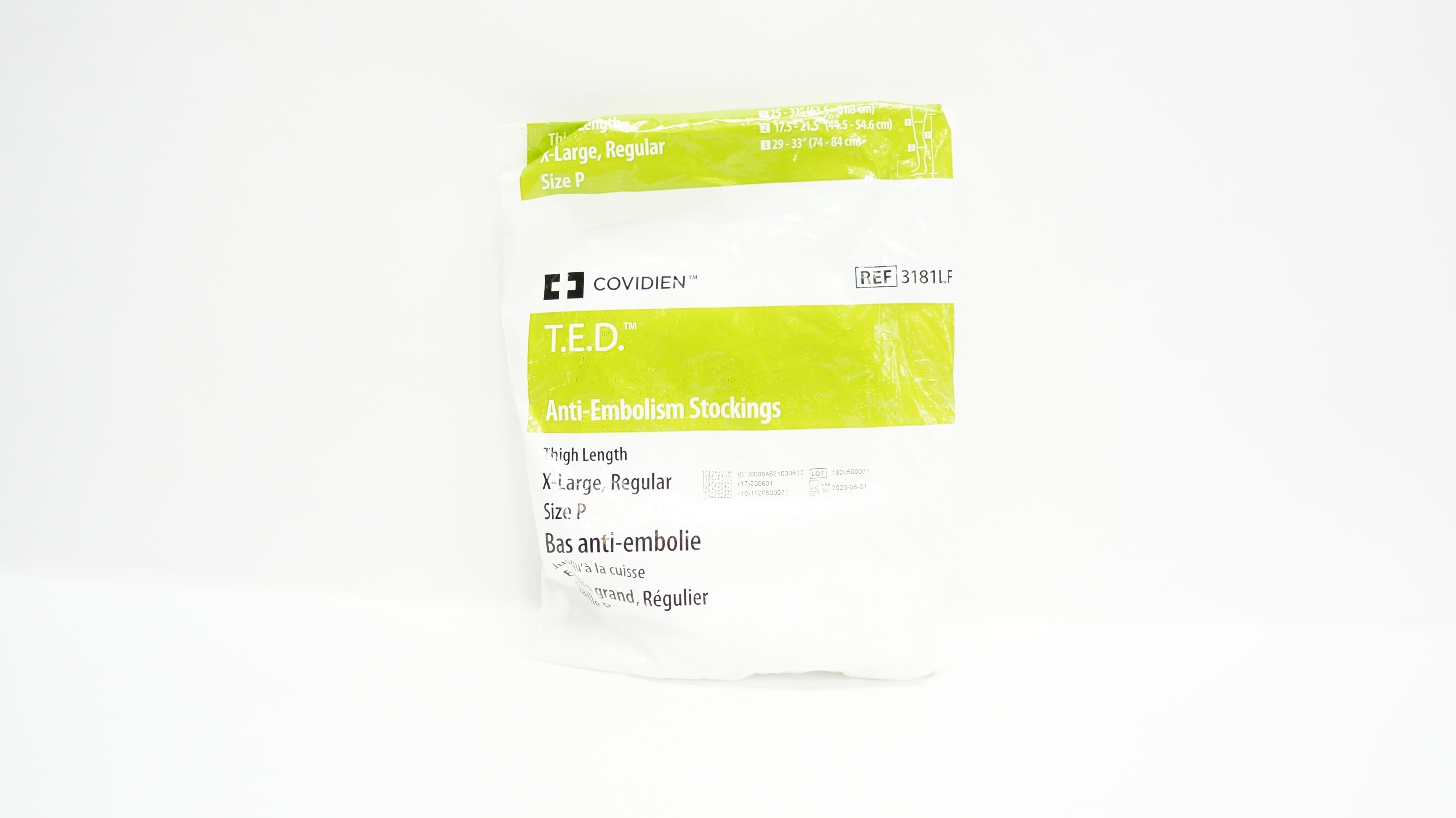Covidien 3181LF T.E.D. Anti-Embolism Stockings Thigh Length X-Large Size P (x)