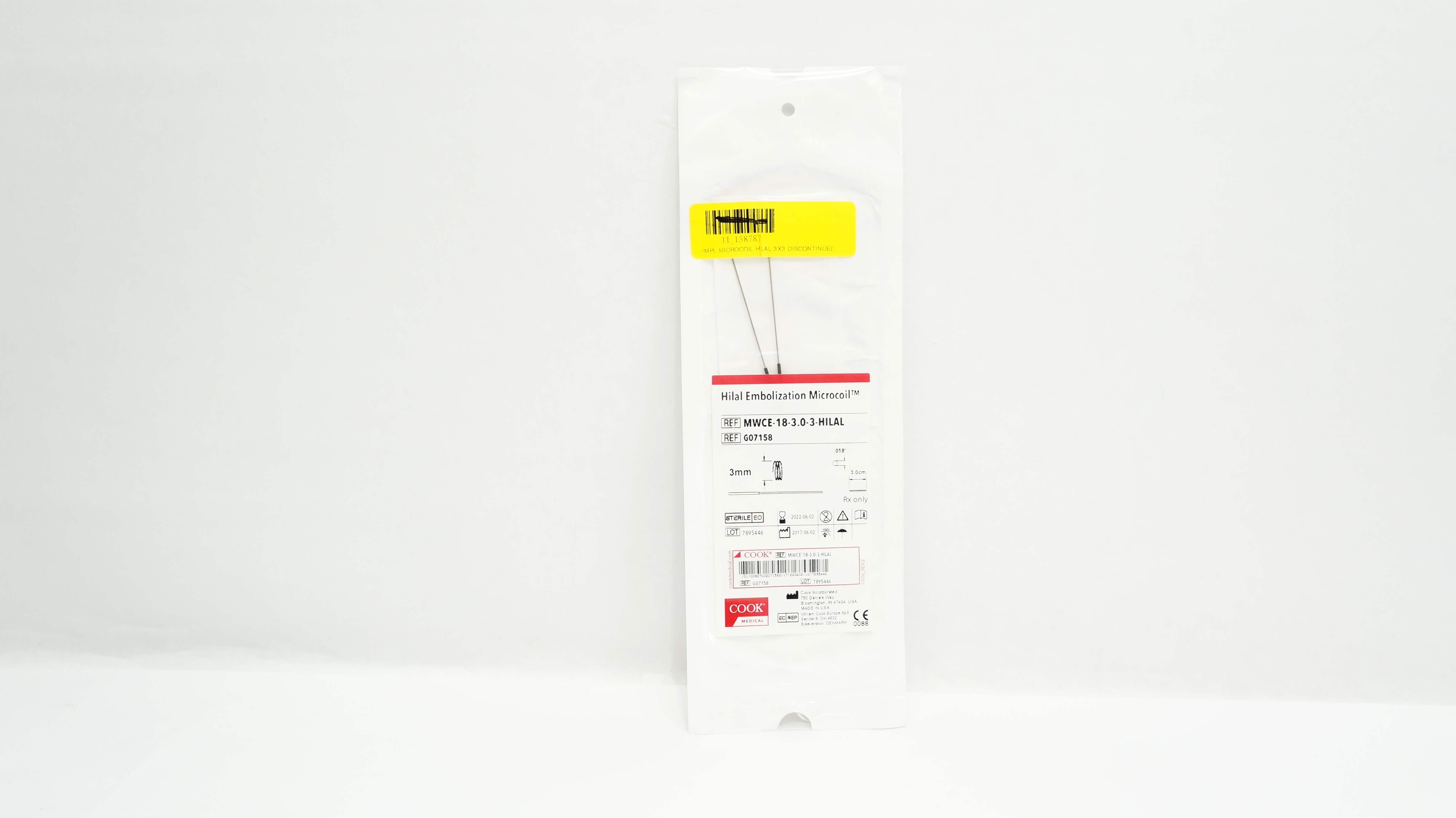 Cook Medical G07158 Hilal Embolization Microcoil 3mm x 3.0cm x .018inch (x)