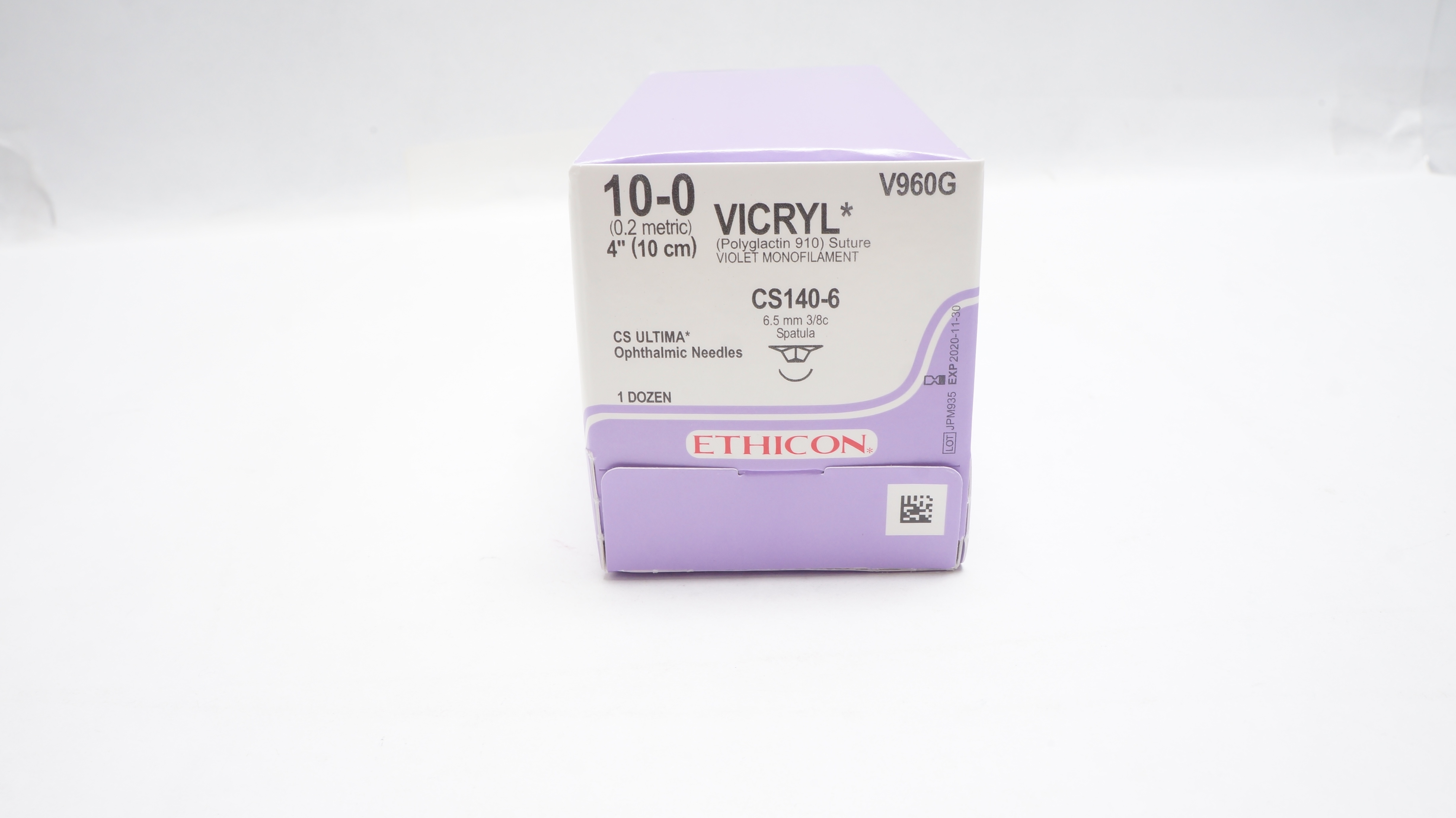 Ethicon V960G VICRYL,  CS140-6, 6.5mm 3/8c Spatula (x) - Box of 10