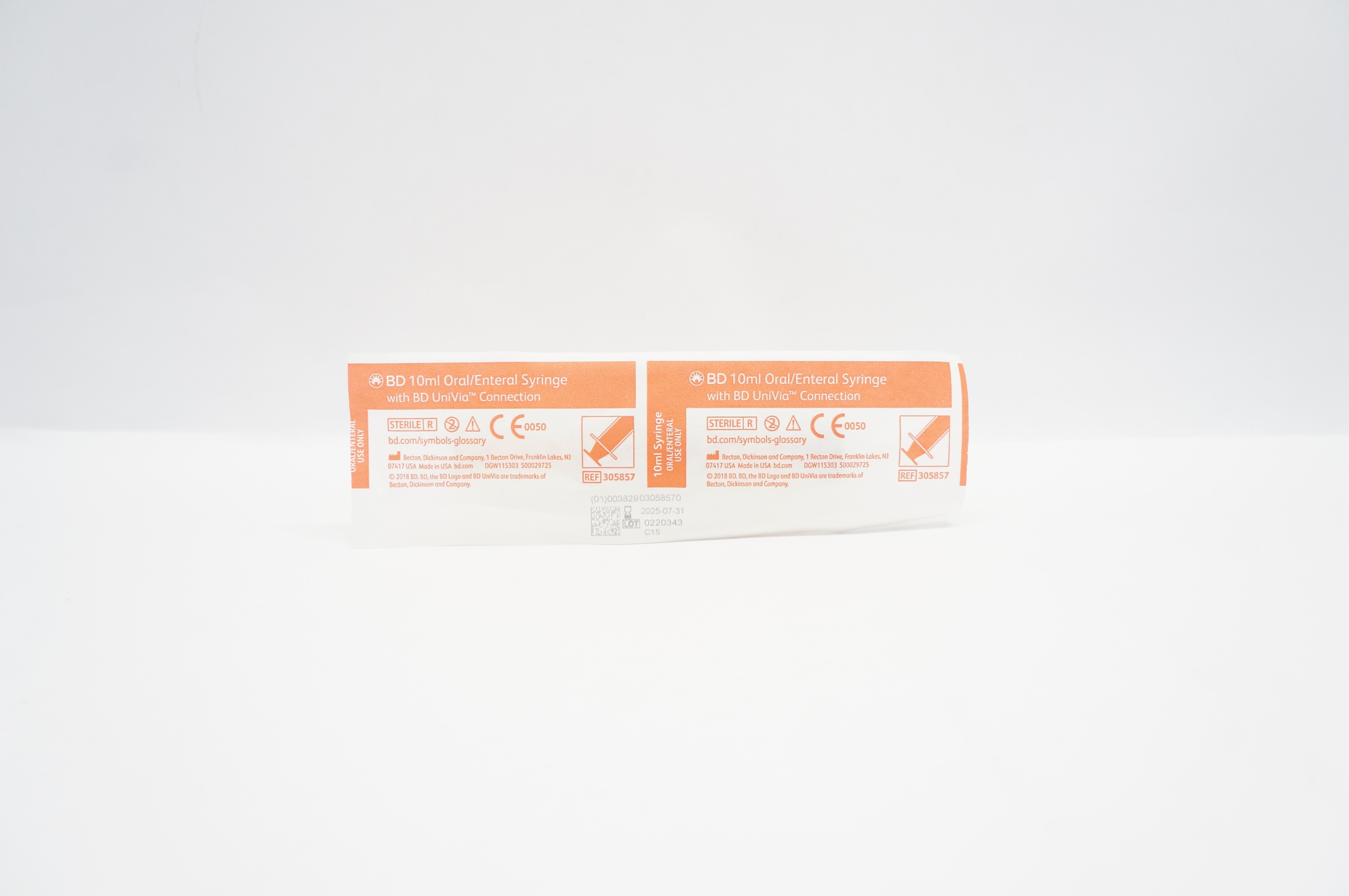 BD 305857 10mL Oral/Enteral Syringe w/UniVia Connection